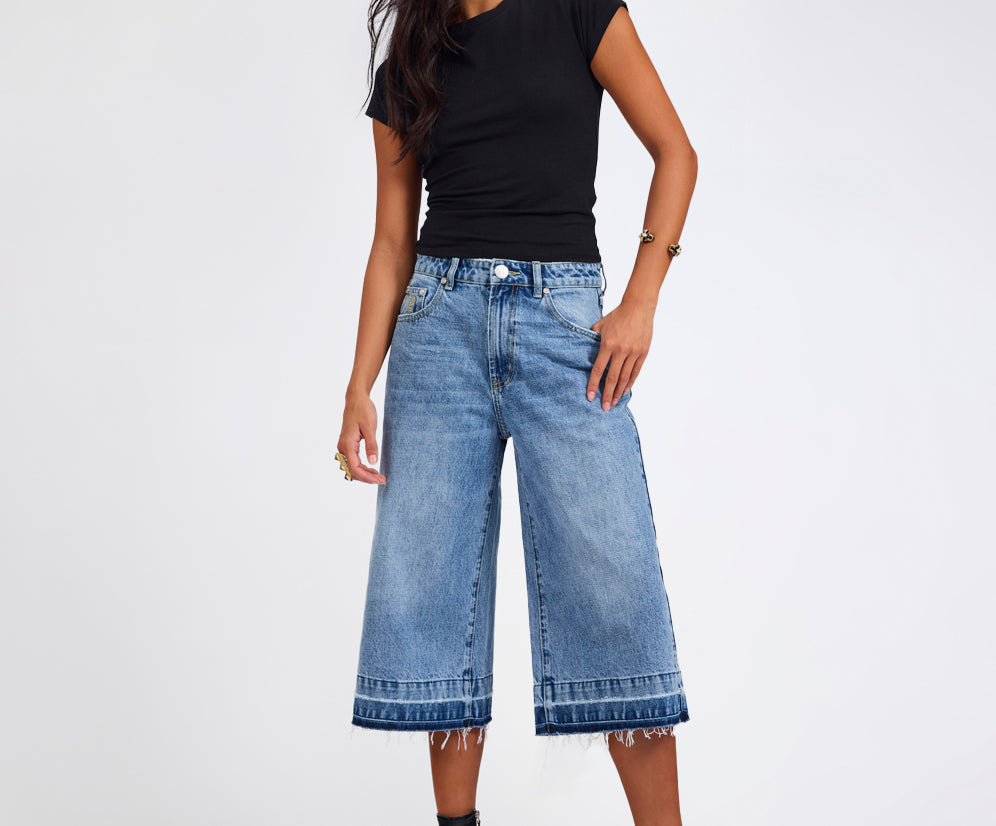 720'S Mid Waist Long Length Shorts - Pretty Blue