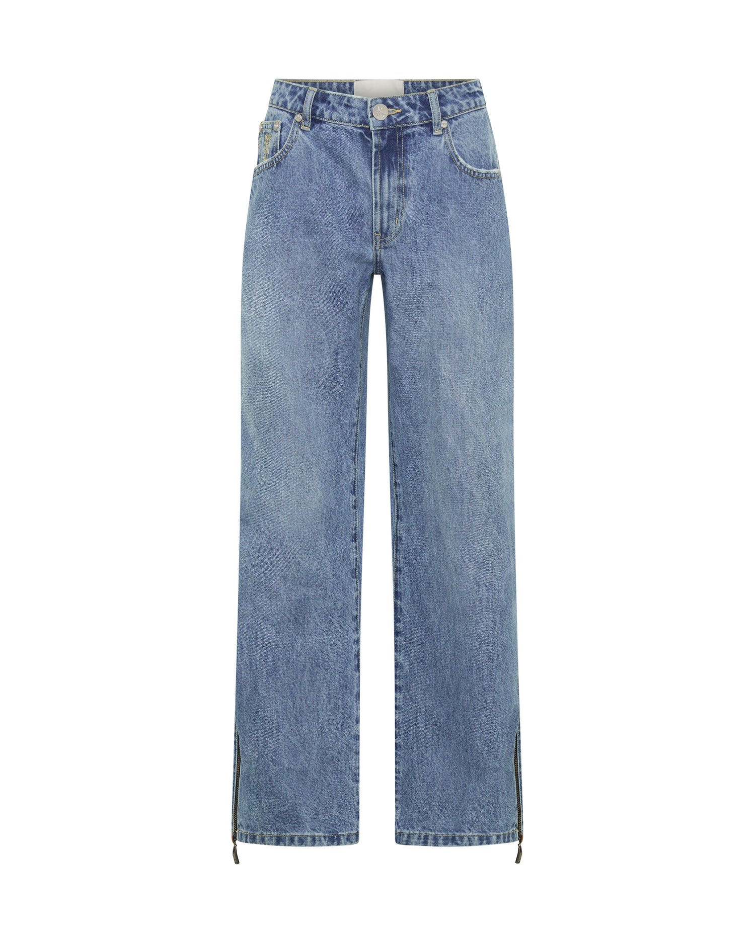  Low Riders Low Waist Wide Leg Zipped Denim Jeans - Pretty Blue