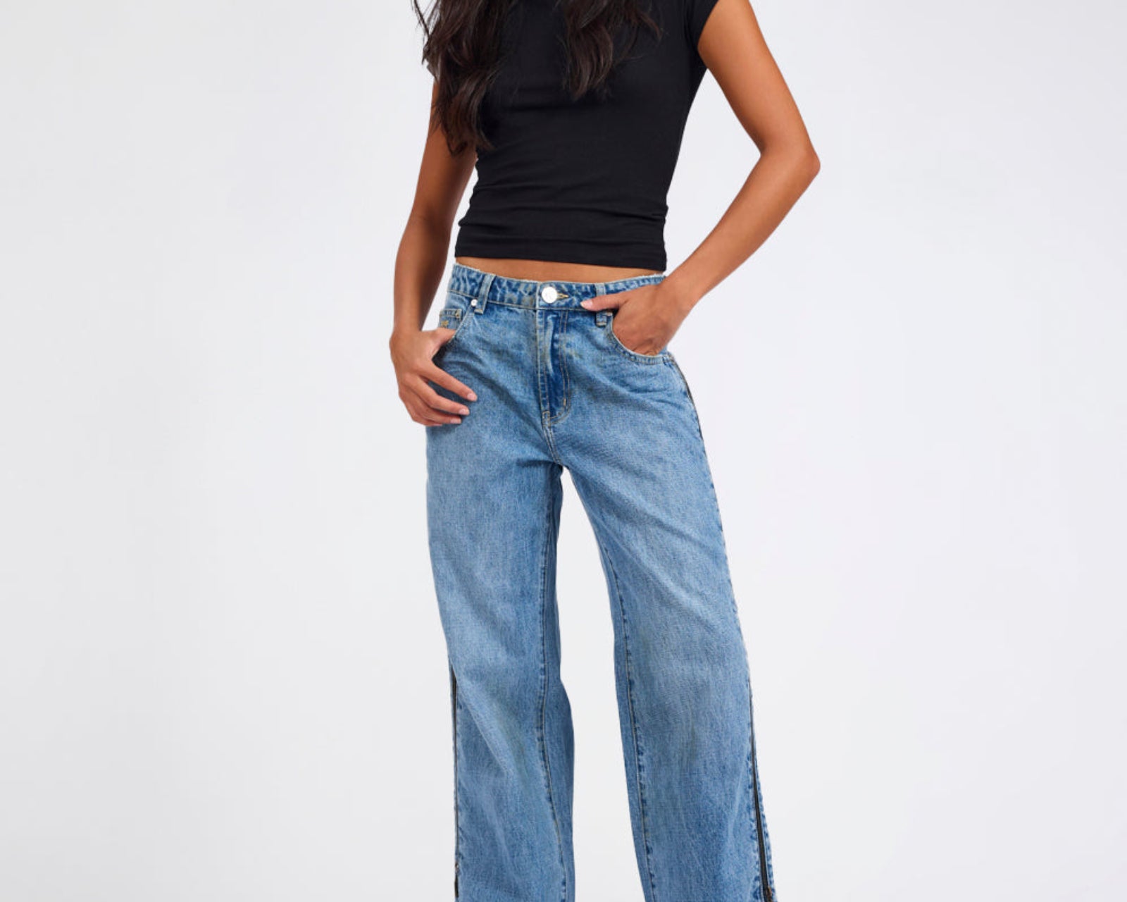 Low Riders Low Waist Wide Leg Zipped Denim Jeans