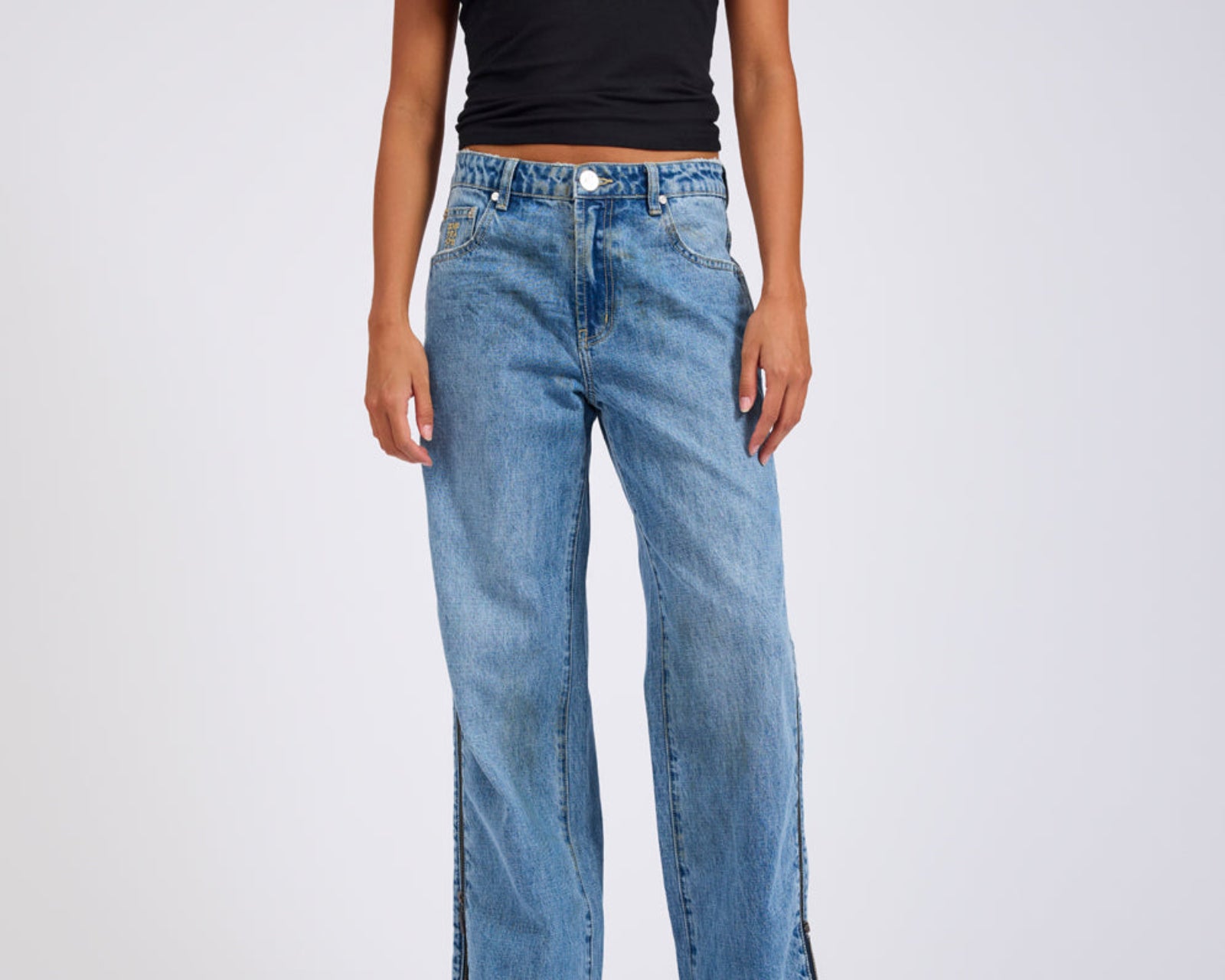 Low Riders Low Waist Wide Leg Zipped Denim Jeans