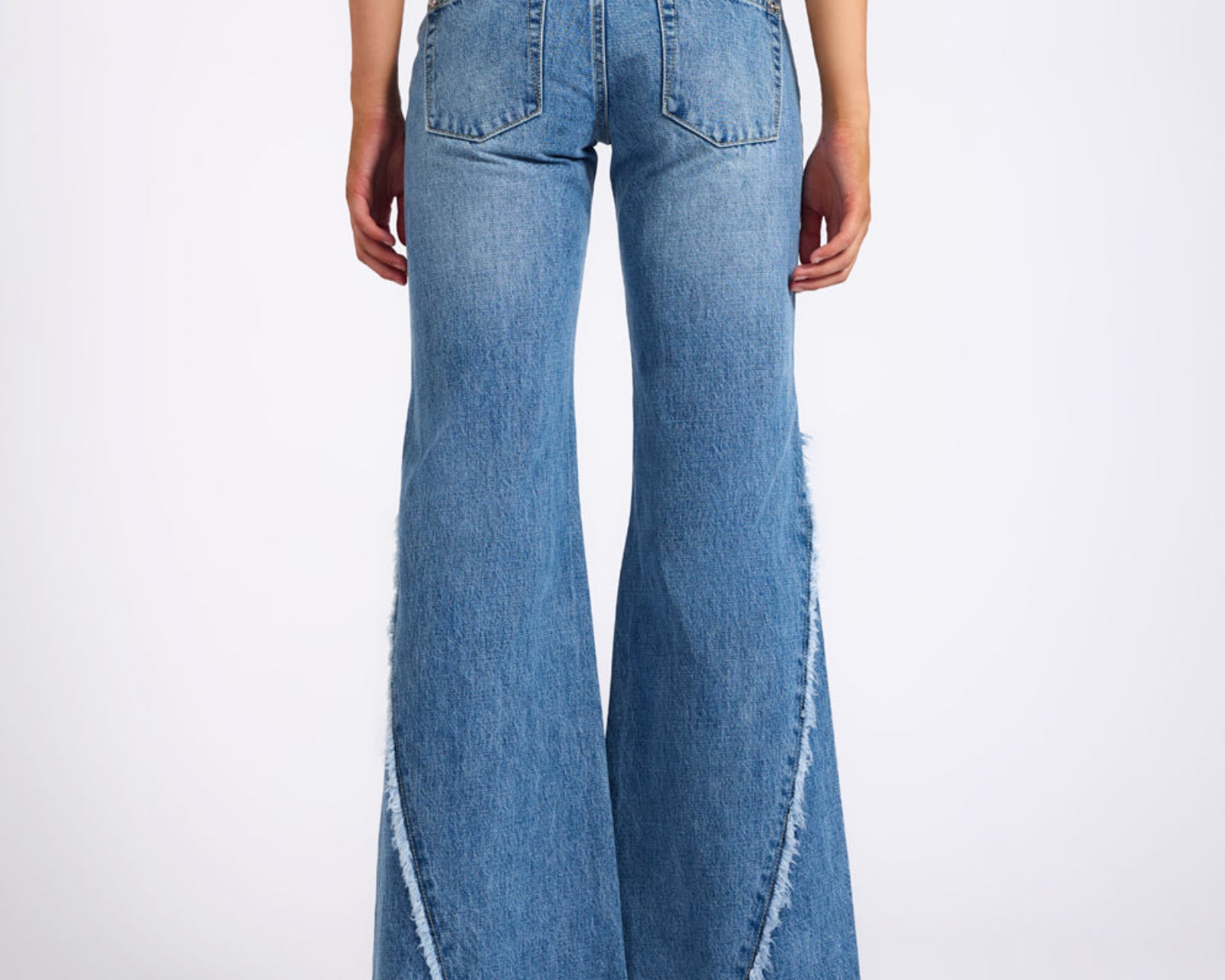 Johnnies Low Waist Wide Leg Flared Denim Jeans