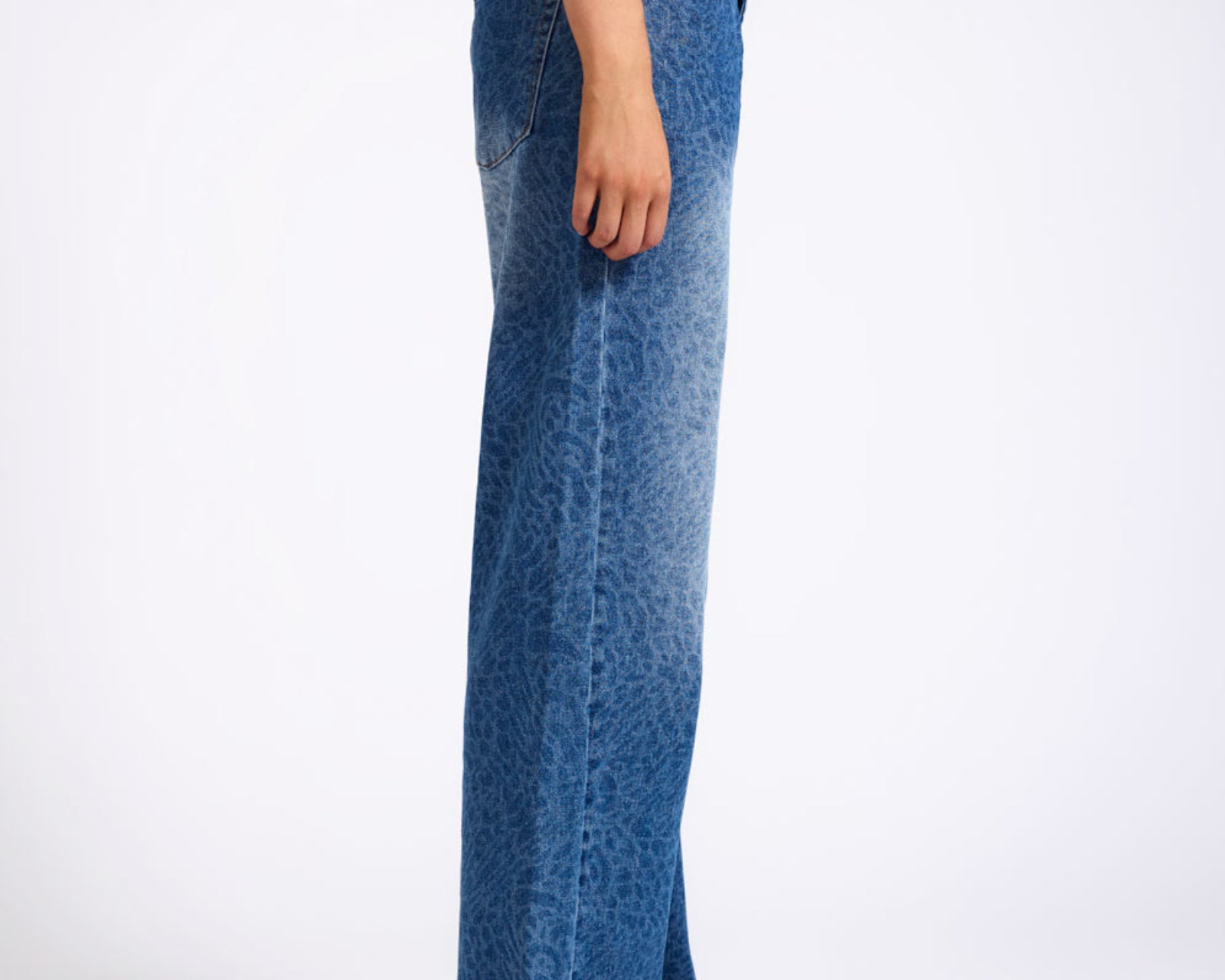 Jackson Mid Waist Wide Leg Denim Jeans - Blue Animal