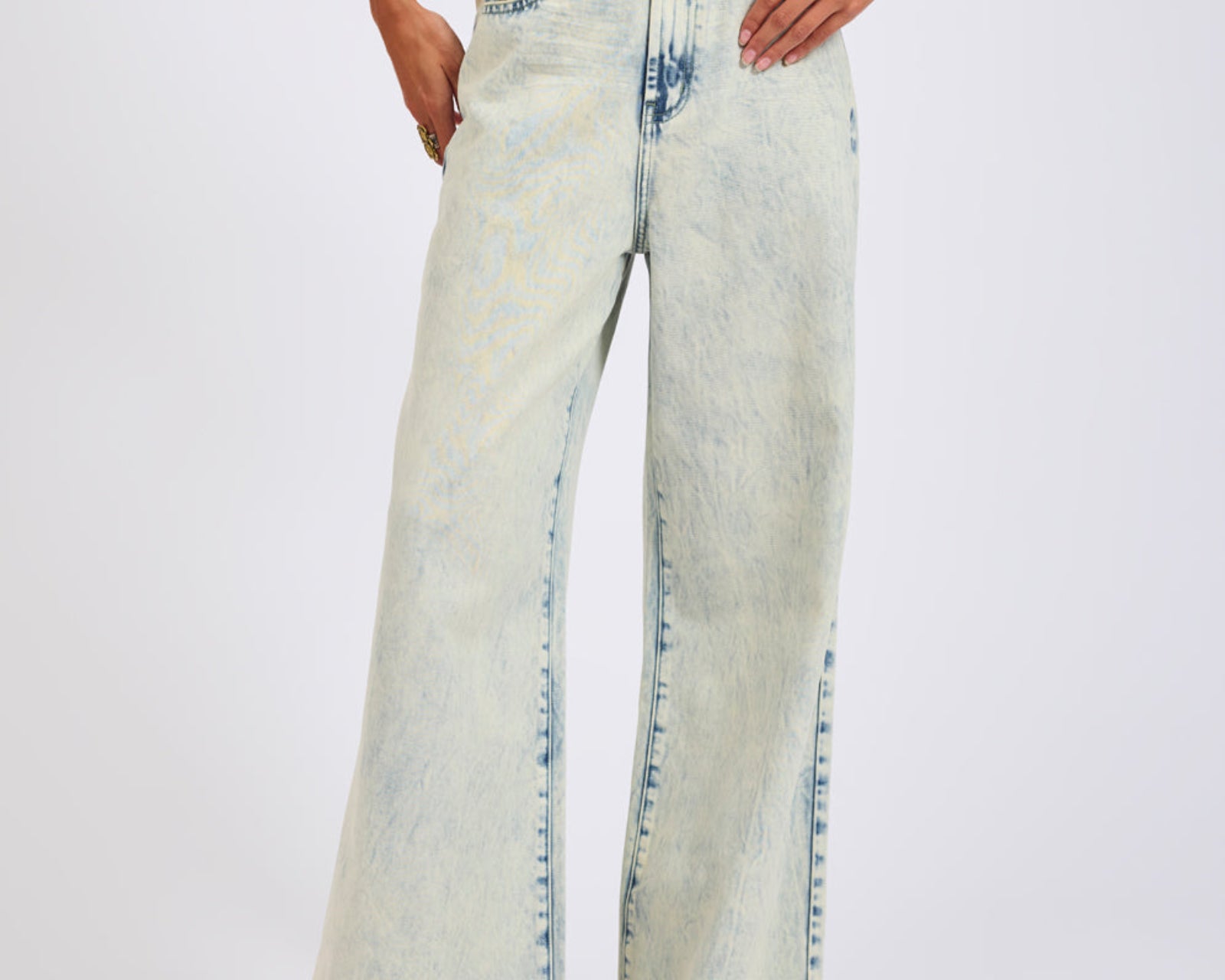 Love Machines Mid Waist Super Wide Leg Denim Jeans - Ambrosia Blue