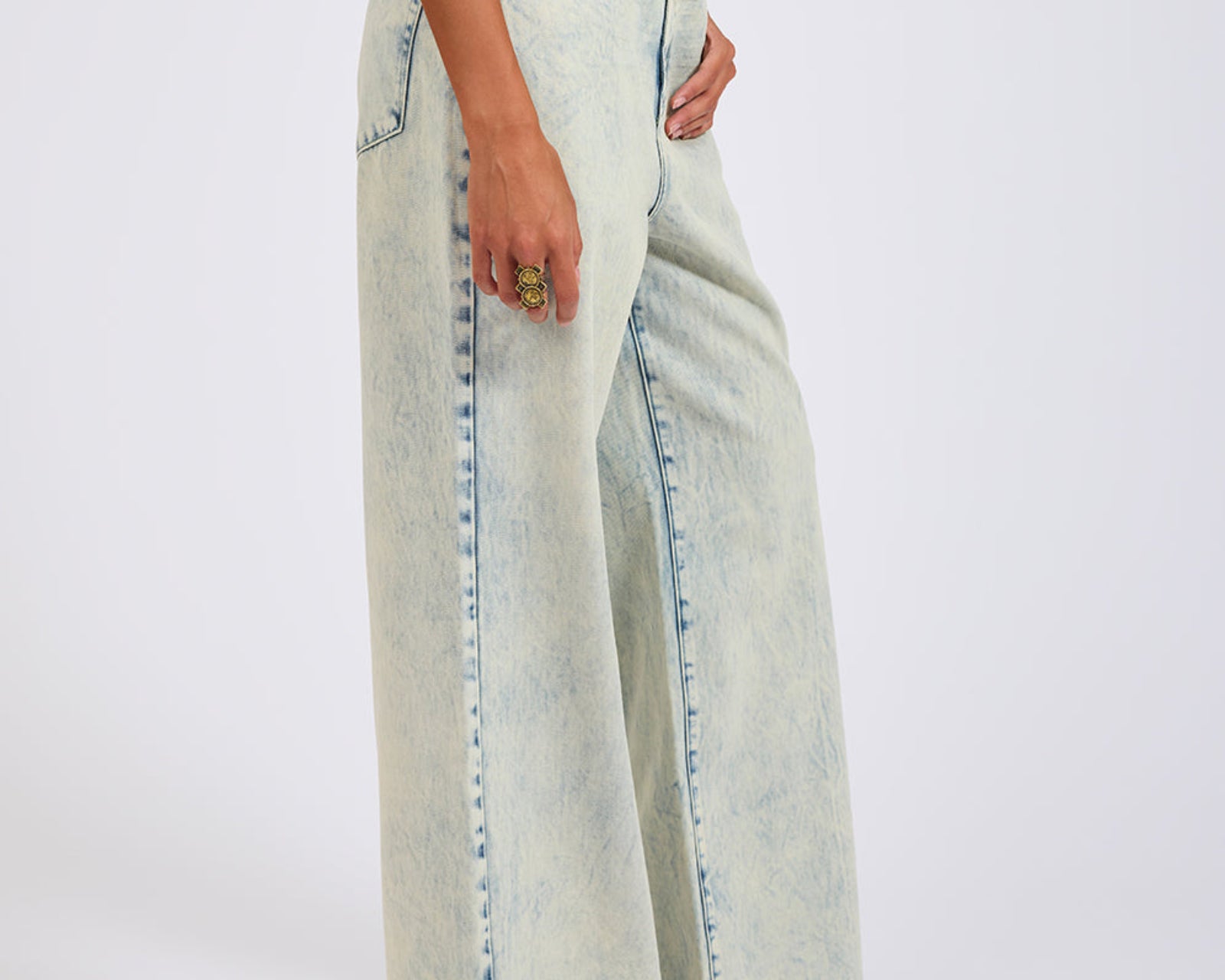 Love Machines Mid Waist Super Wide Leg Denim Jeans - Ambrosia Blue