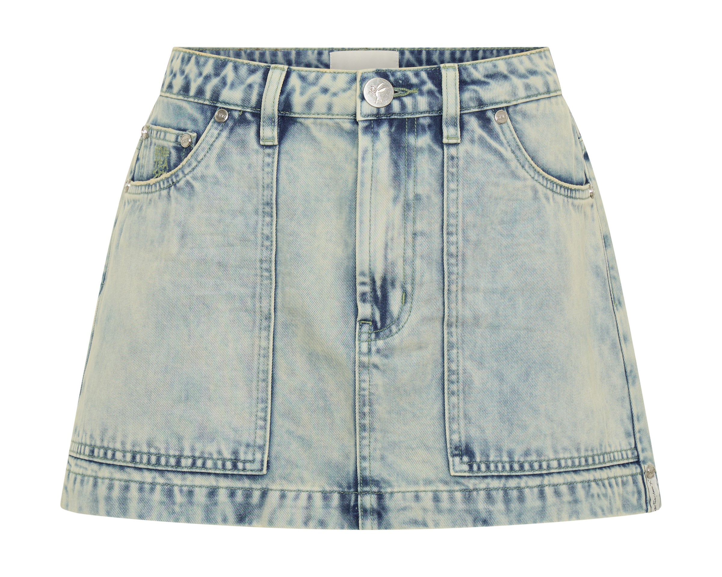 Fiasco Low Waist Utility Micro Mini Denim Skirt - Ambrosia Blue