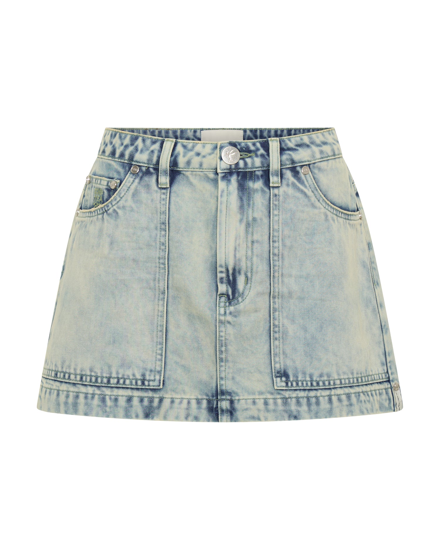  Fiasco Low Waist Utility Micro Mini Denim Skirt - Ambrosia Blue