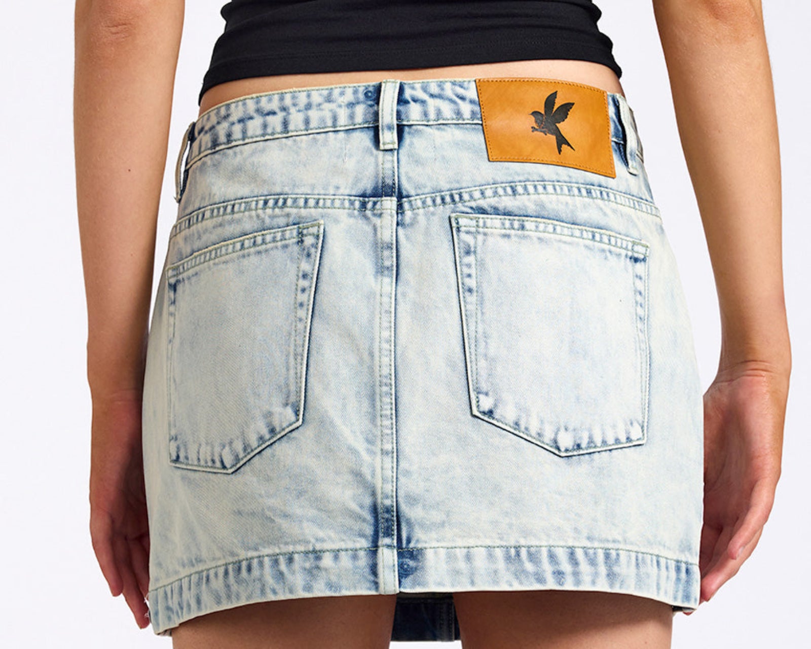 Fiasco Low Waist Utility Micro Mini Denim Skirt - Ambrosia Blue