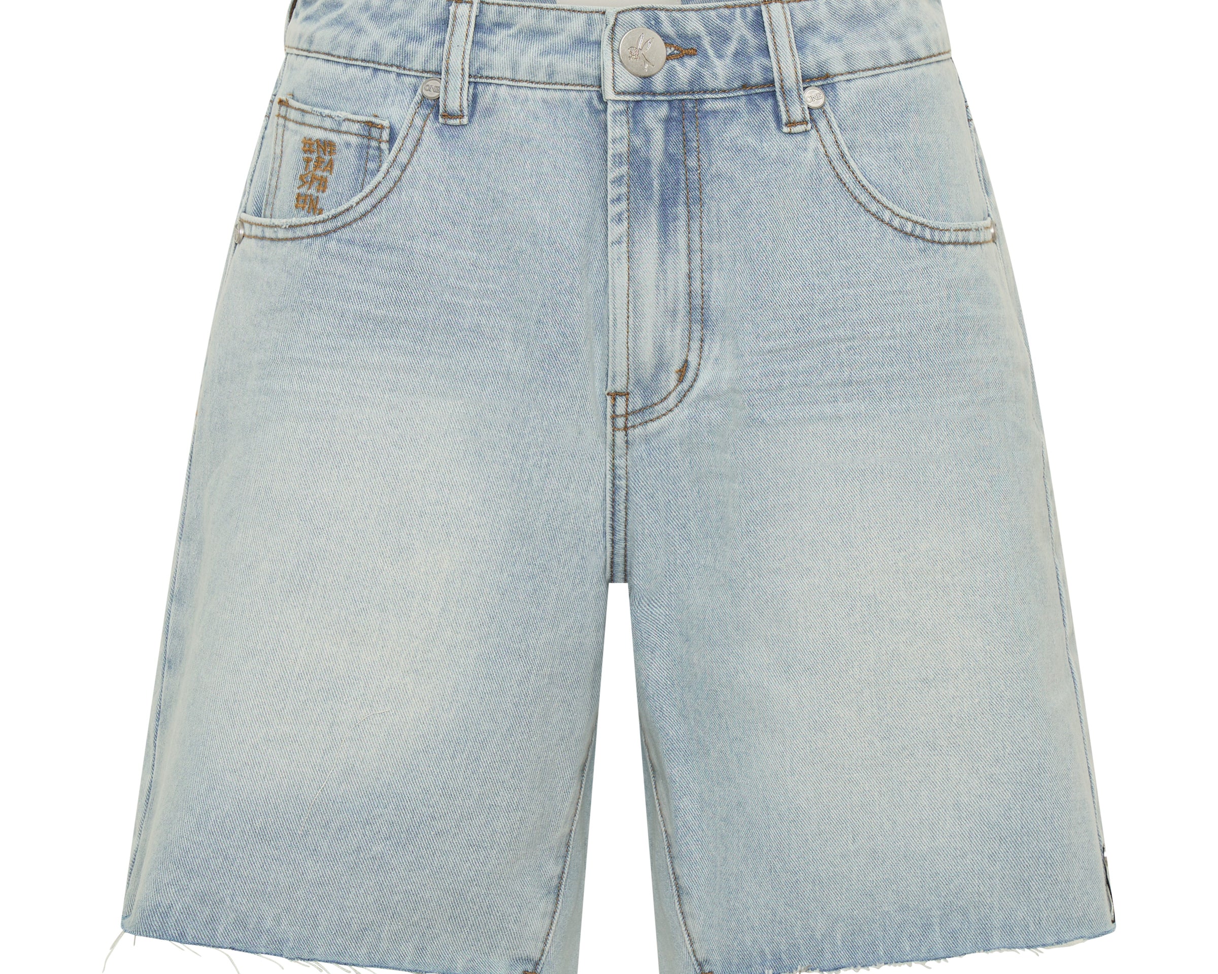 Jacksons Mid Waist Wide Leg Denim Shorts - Blue Latte