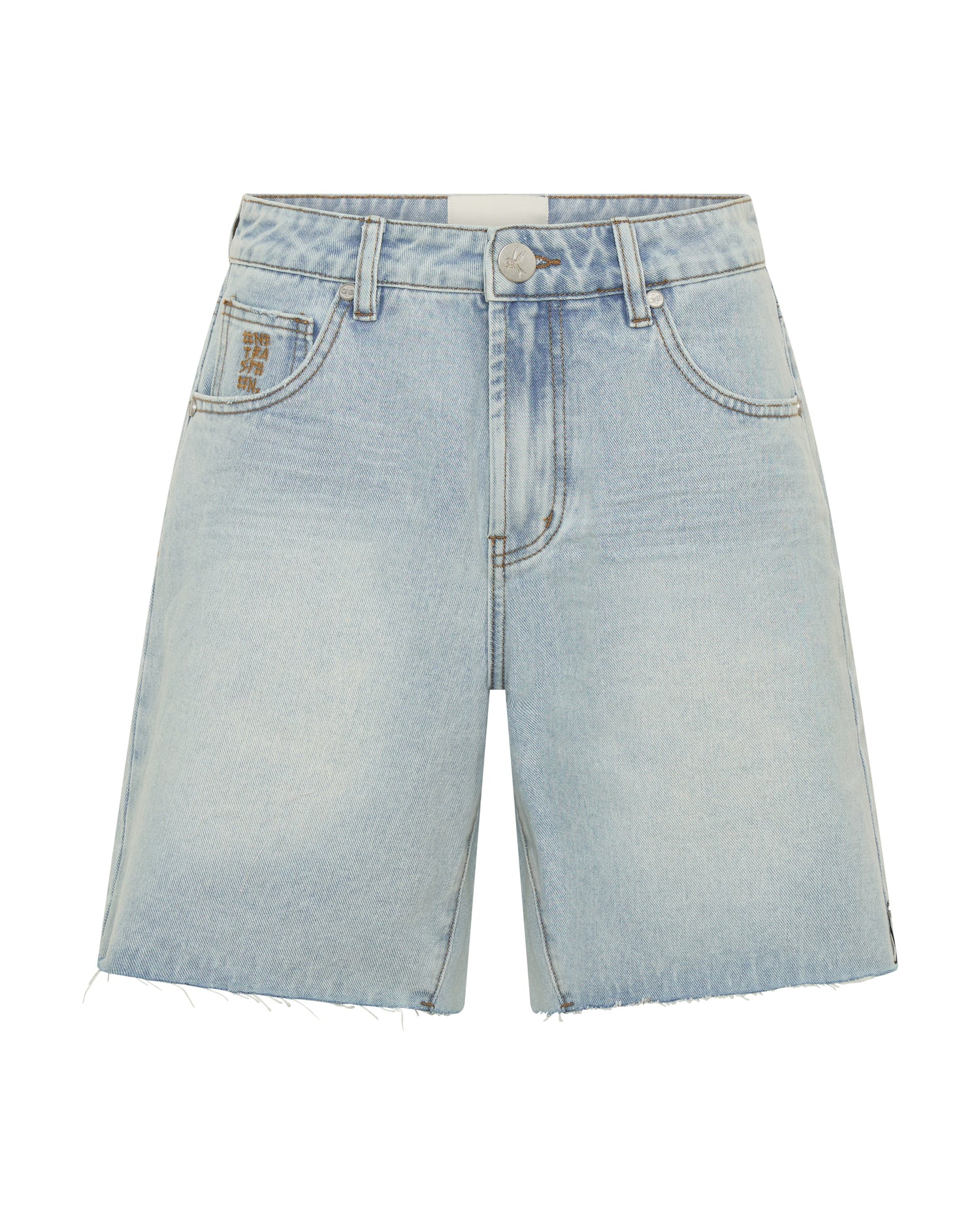 Last Stock Jacksons Mid Waist Wide Leg Denim Shorts - Blue Latte