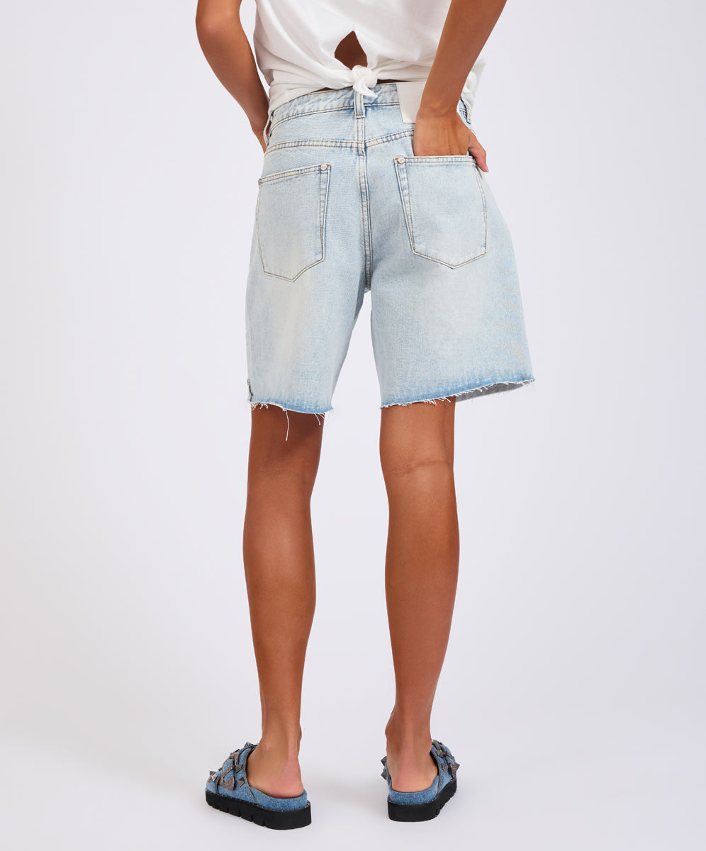 Jacksons Mid Waist Wide Leg Denim Shorts - Blue Latte | One