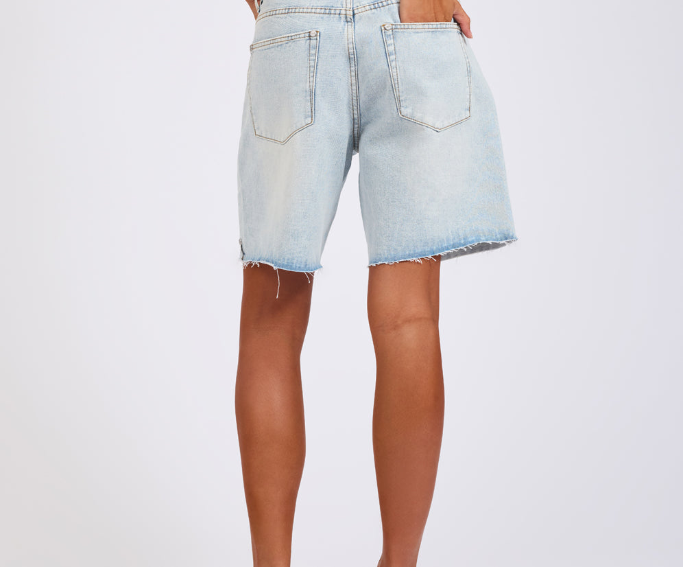 Jacksons Mid Waist Wide Leg Denim Shorts - Blue Latte