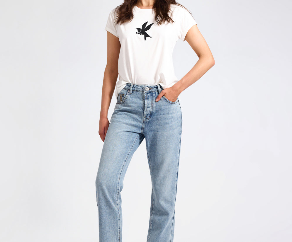 Austins Mid Waist Relaxed Straight Leg Jeans - Misty Blue