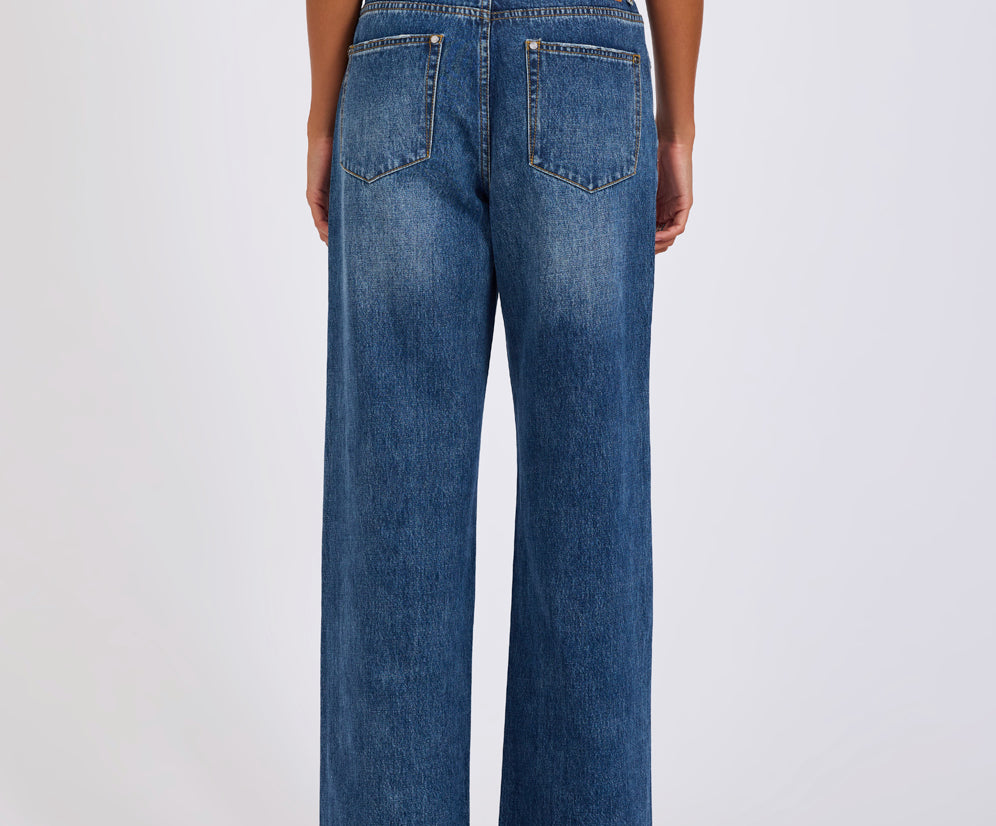 Baxters Mid Waist Wide Leg Denim Jeans - Blue Love