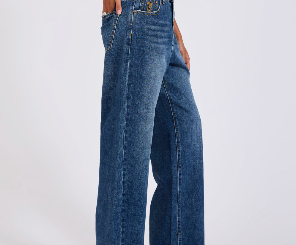 Baxters Mid Waist Wide Leg Denim Jeans - Blue Love