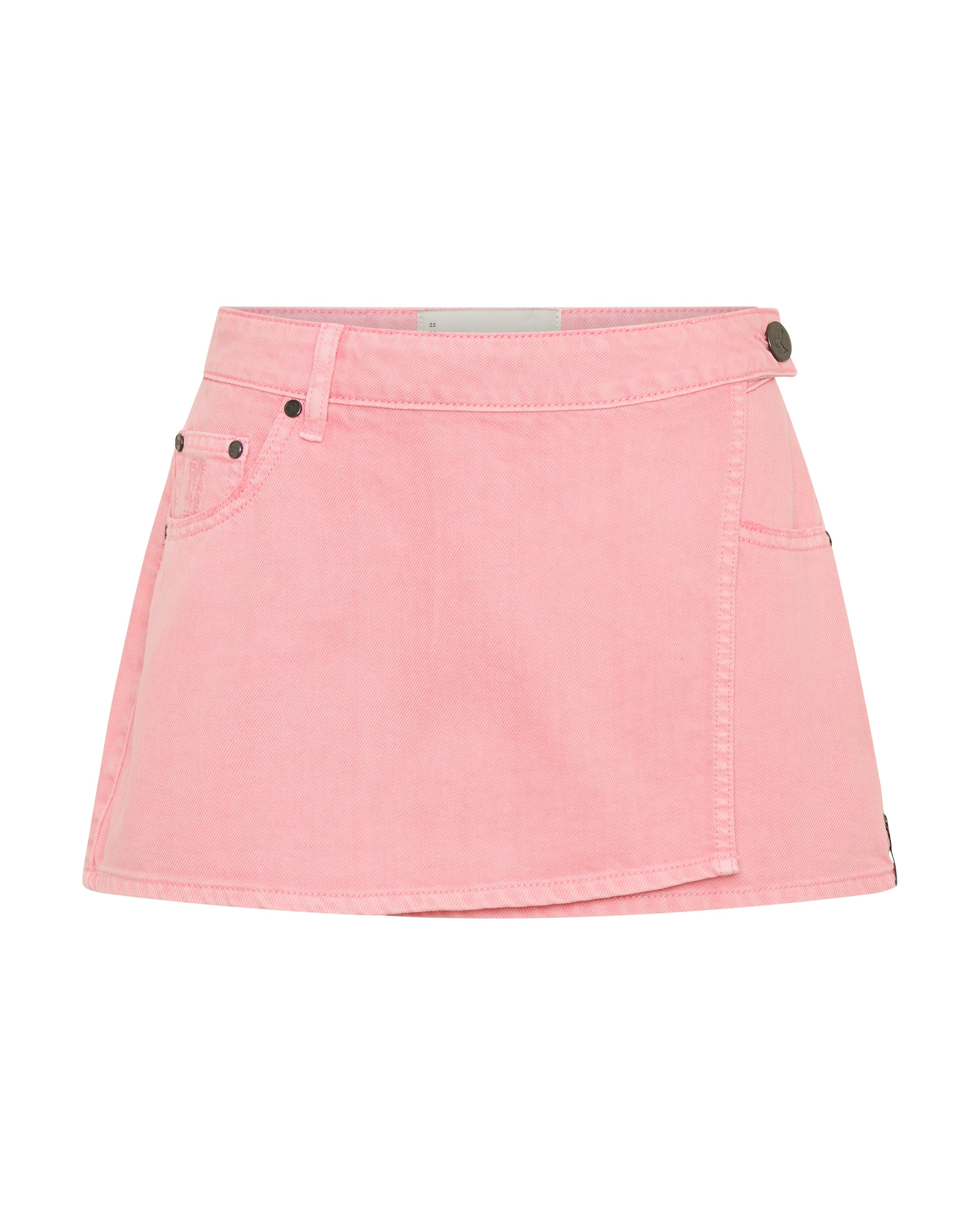 Alexia Low Waist Wrap Mini Denim Skirt - Prism Pink | One Teaspoon USA