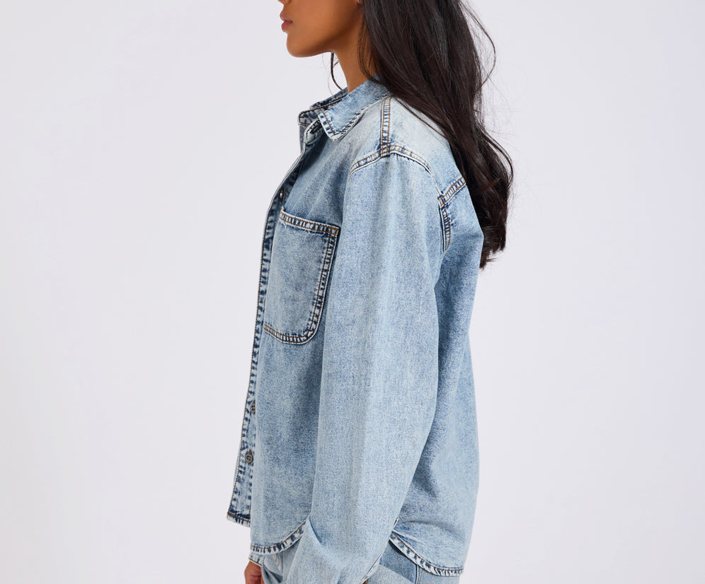 Nixie Classic Fit Denim Shirt - Acid Blue