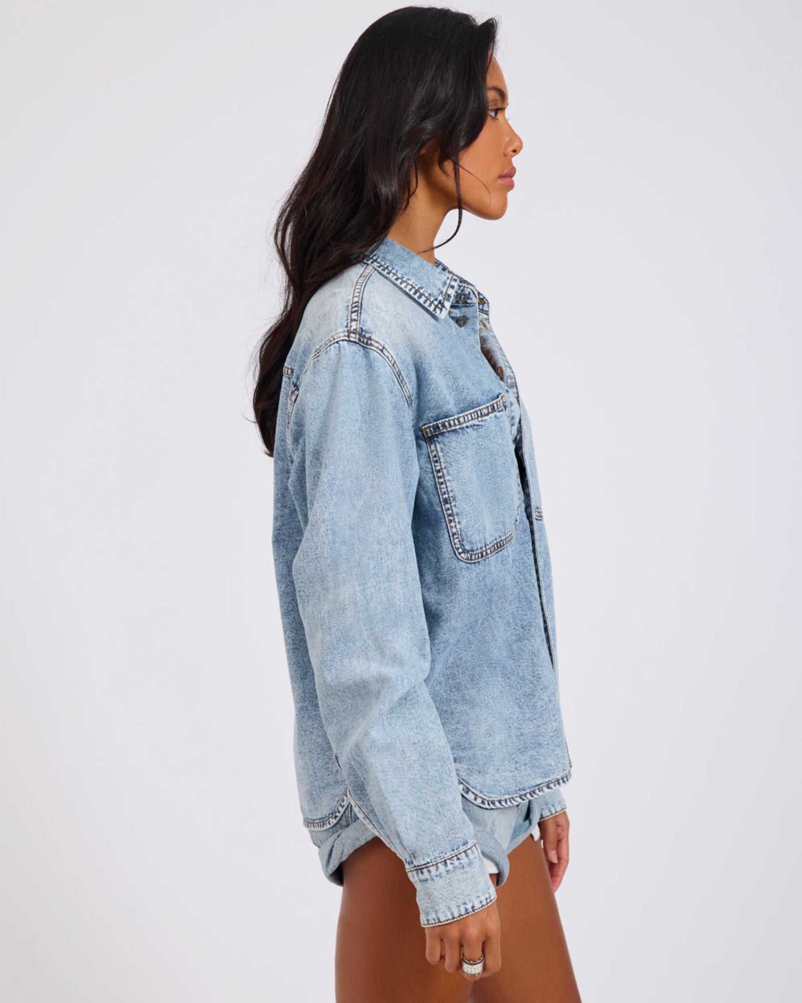 Nixie Classic Fit Denim Shirt - Acid Blue | One Teaspoon USA
