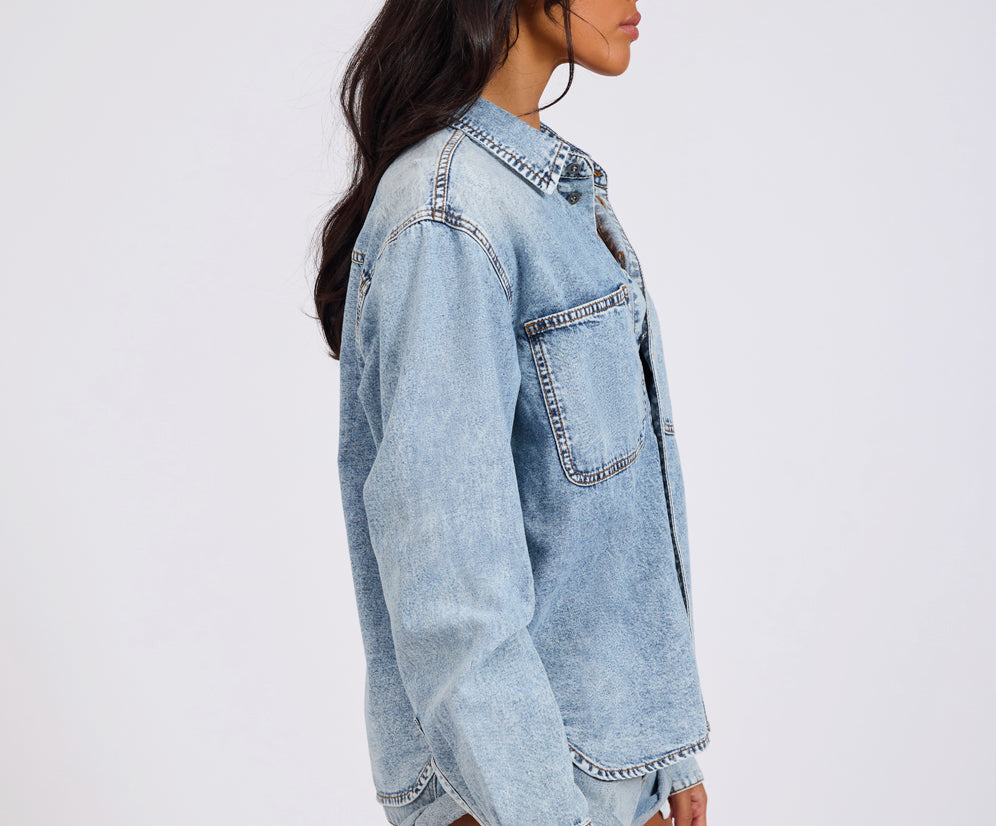 Nixie Classic Fit Denim Shirt - Acid Blue