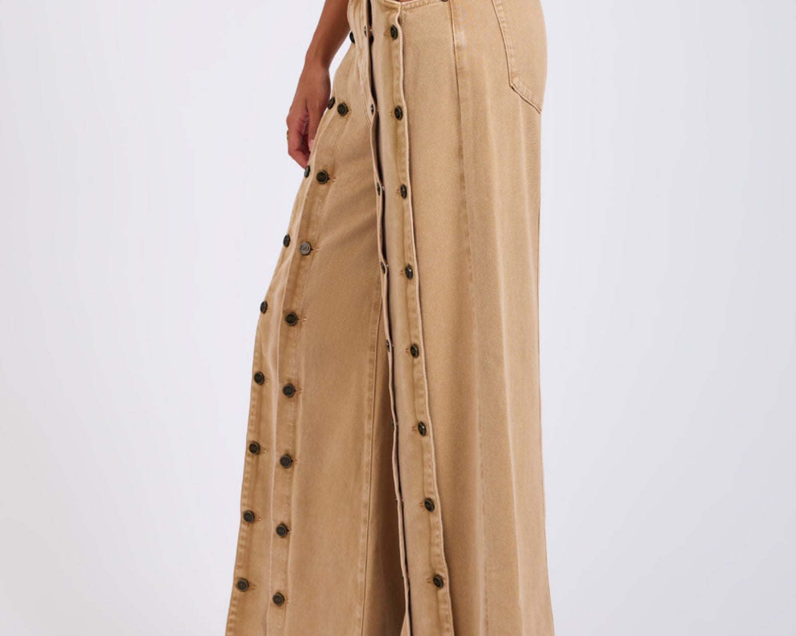 Hollywoods High Waist Wide Leg Denim Jeans - Warm Tan