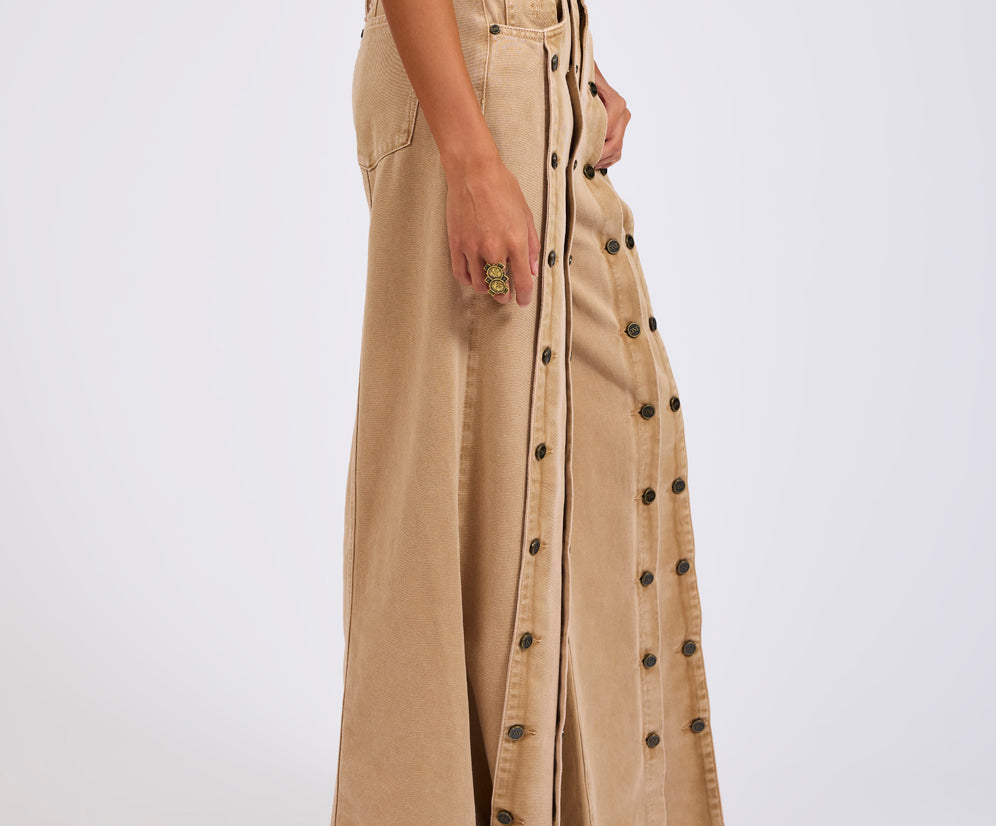 Hollywoods High Waist Wide Leg Denim Jeans - Warm Tan