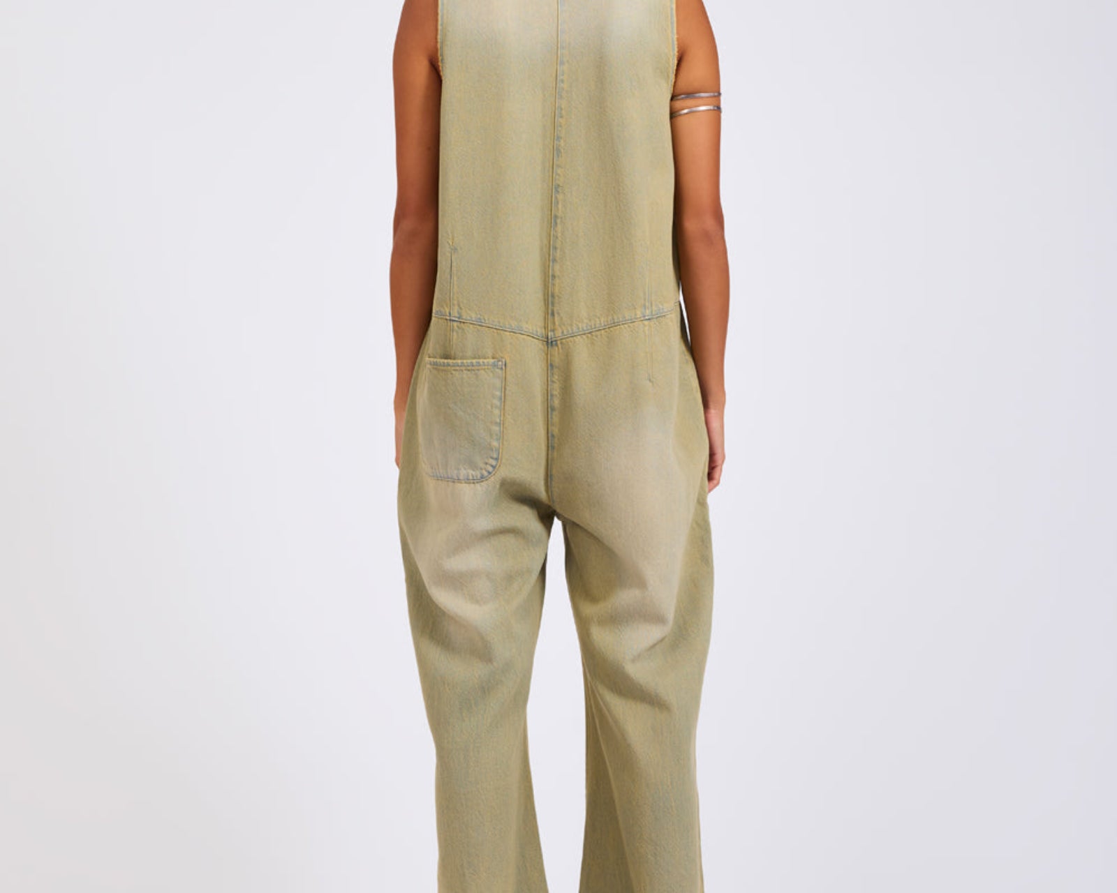 Braxton Wide Leg Long Length Denim Jumpsuit - Warm Khaki