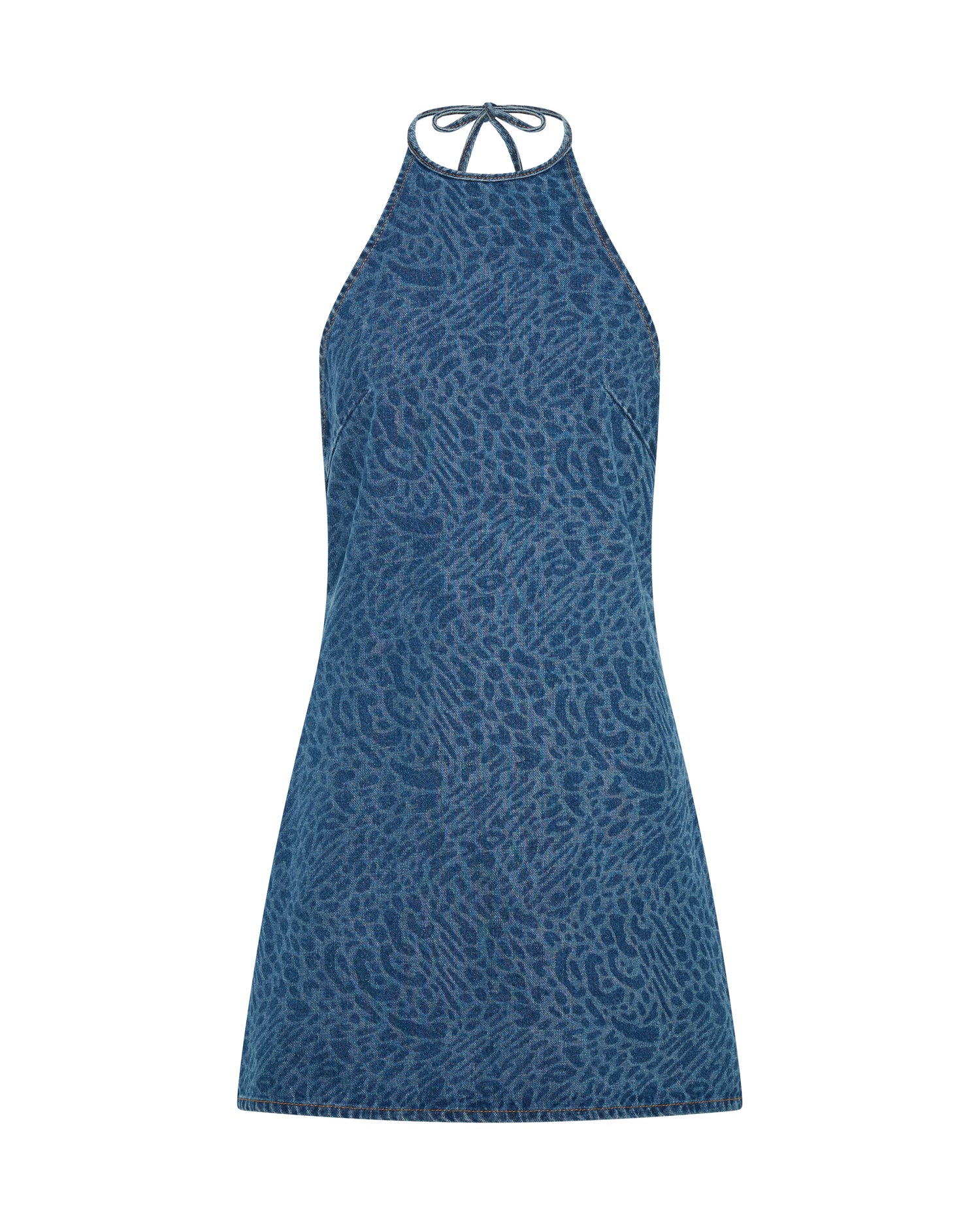 New Arrivals Electric Jungle Denim Mini Dress - Blue Animal