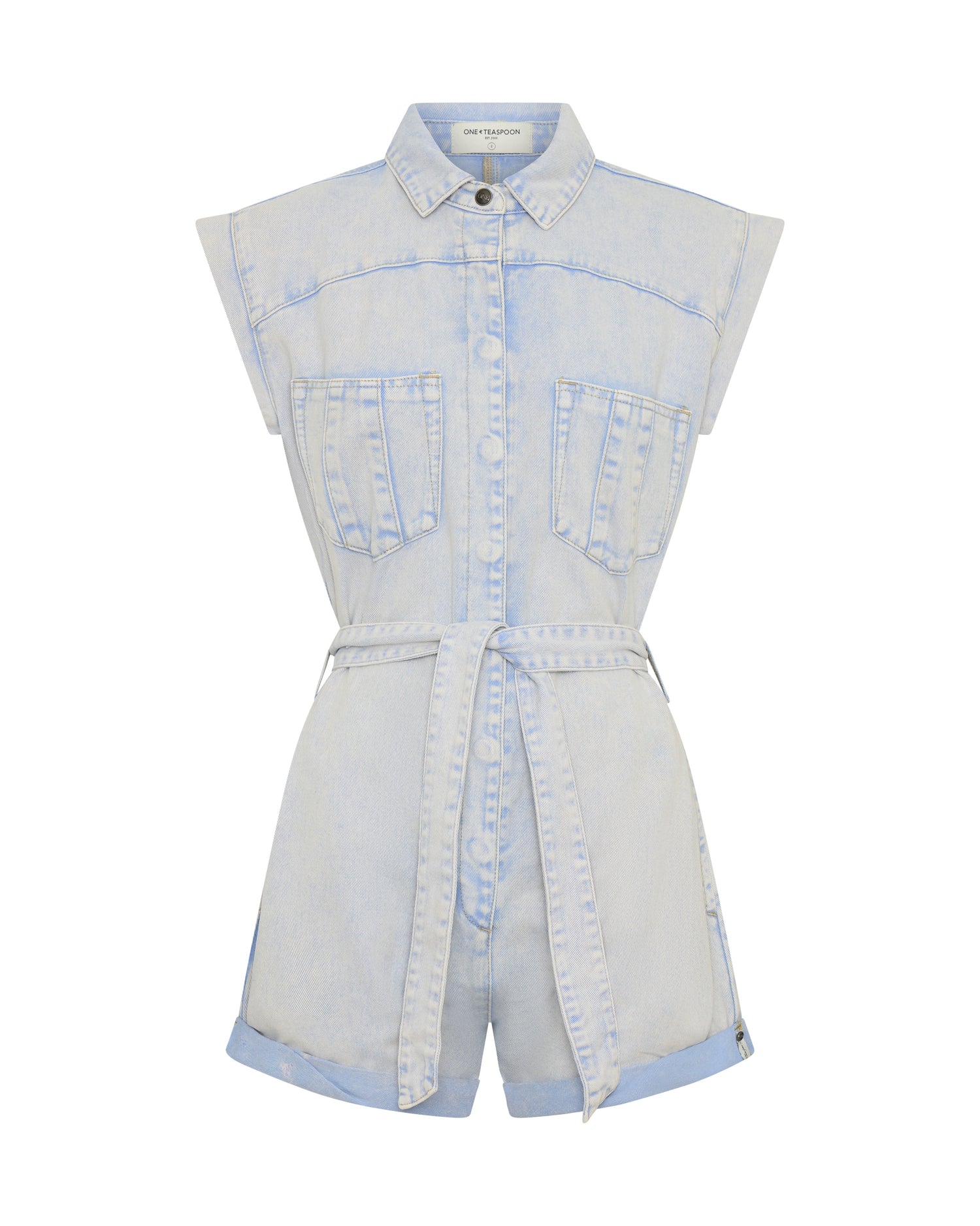  Bandit Aviator Mini Denim Jumpsuit - Lavender Blue