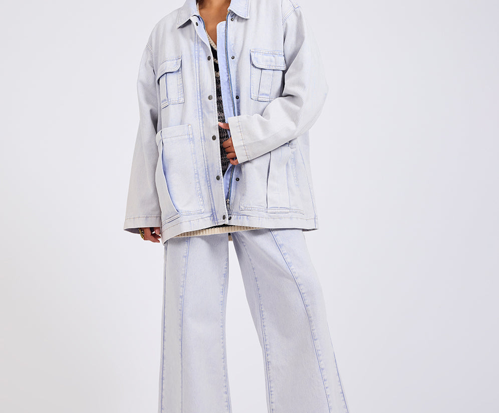 Hayden High Waist Wide Leg Trouser Denim Jeans - Lavender Blue