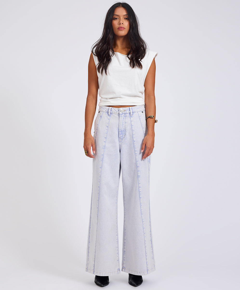  Hayden High Waist Wide Leg Trouser Denim Jeans - Lavender Blue