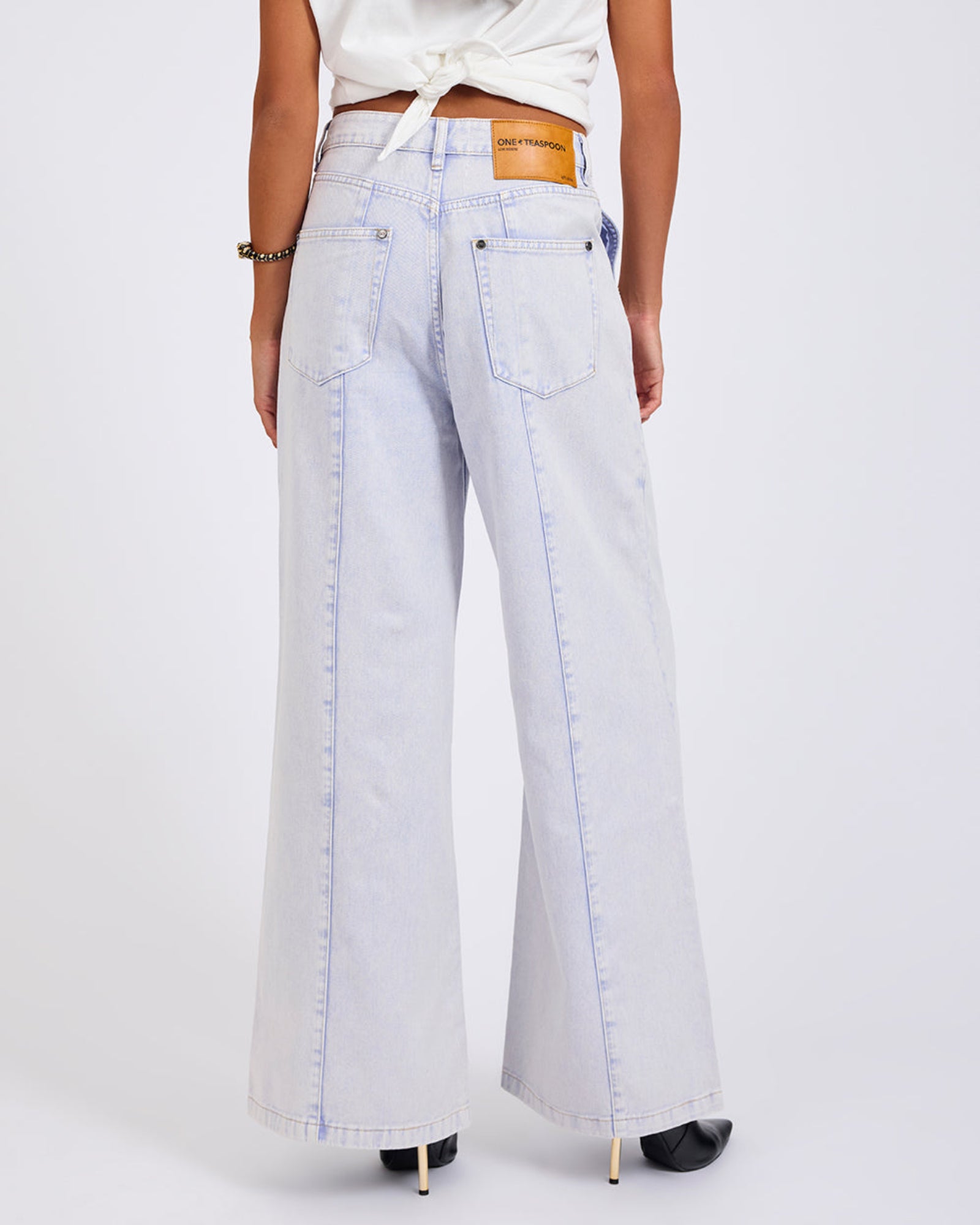 Hayden High Waist Wide Leg Trouser Denim Jeans - Lavender Blue
