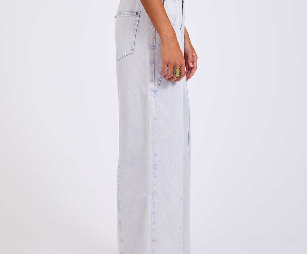 Hayden High Waist Wide Leg Trouser Denim Jeans - Lavender Blue