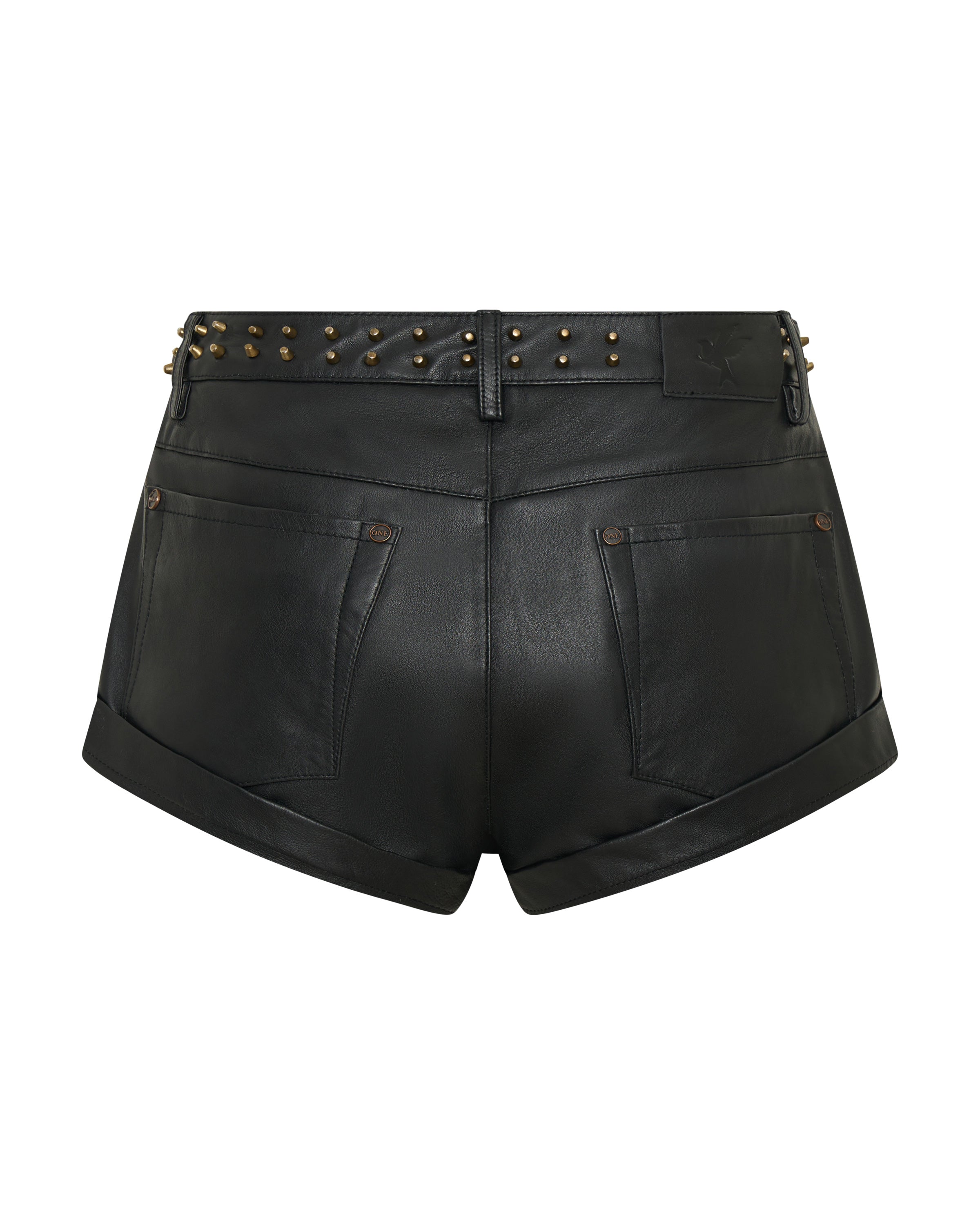 Bandits Low Waist Studded Zipped Leather Shorts - Black | One