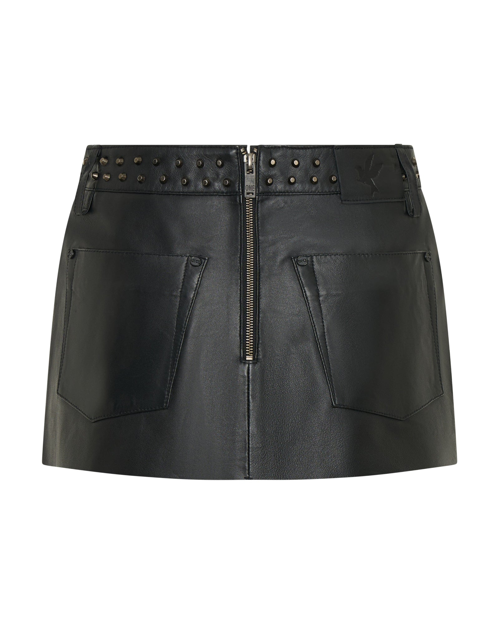 Axel Low Waist Studded Zipped Micro Mini Leather S - Black | One