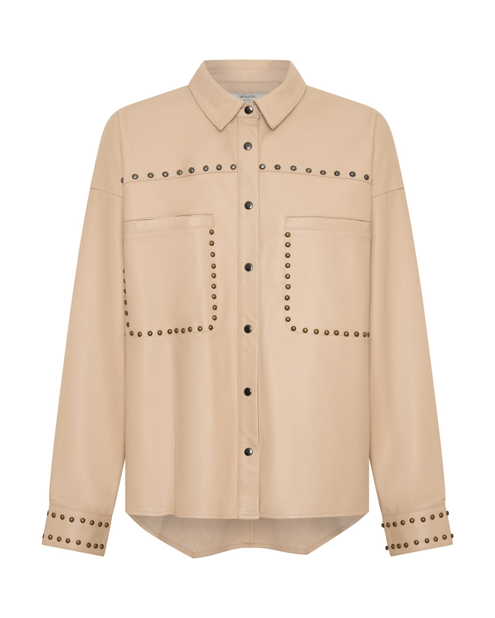 Daria Studded Leather Shacket - Tan | One Teaspoon USA