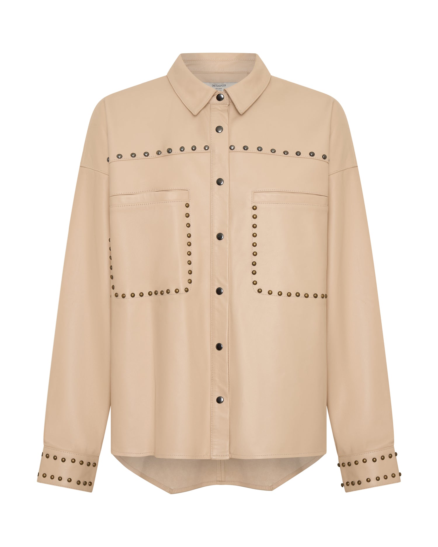  Daria Studded Leather Shacket - Tan