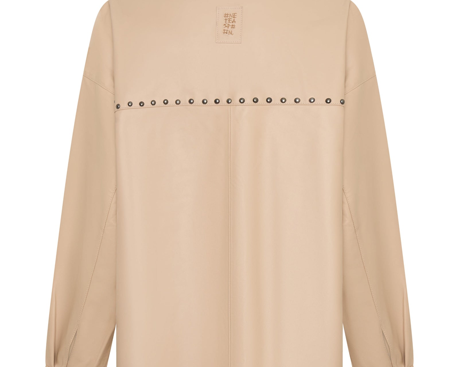 Daria Studded Leather Shacket - Tan