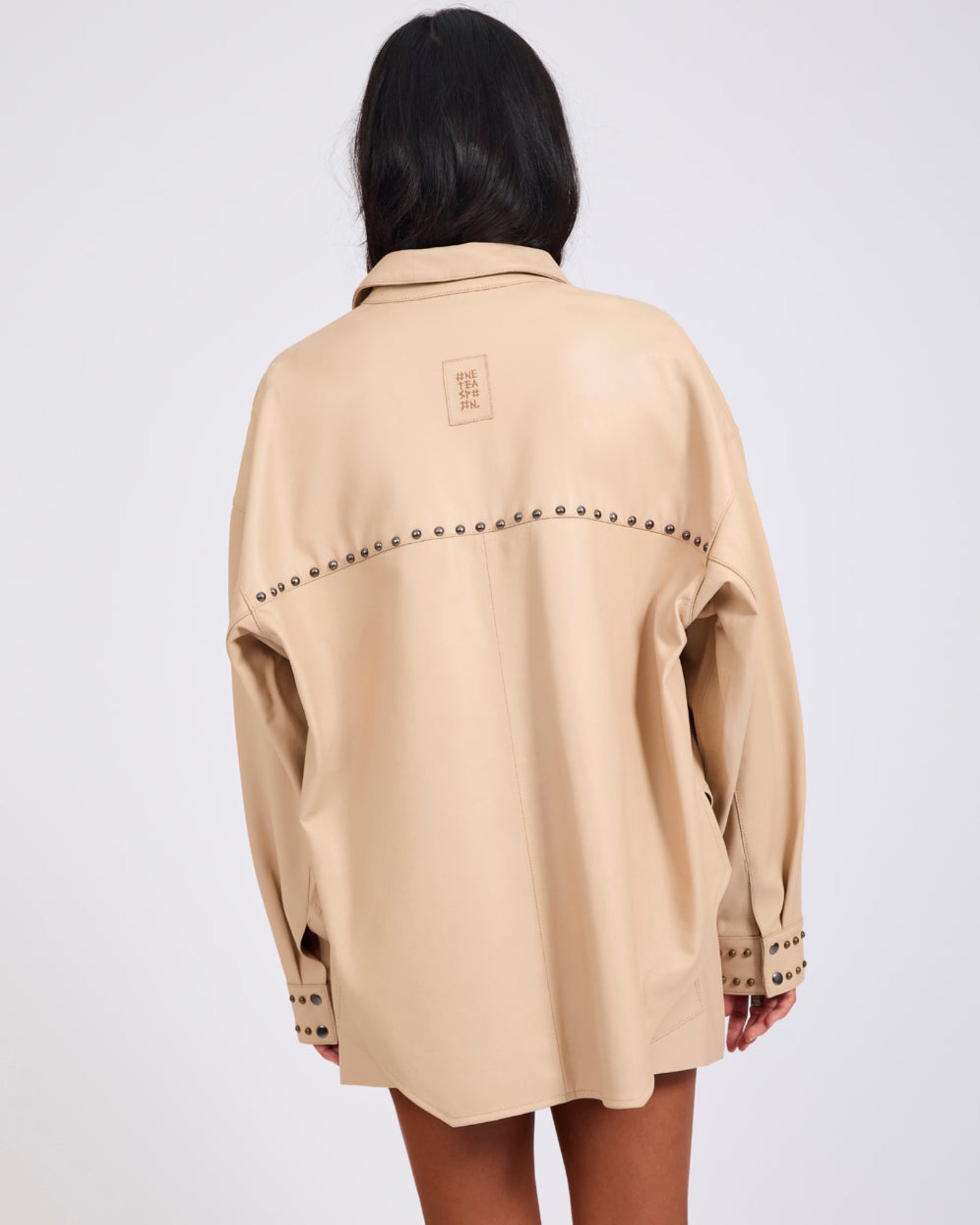 Daria Studded Leather Shacket - Tan | One Teaspoon USA