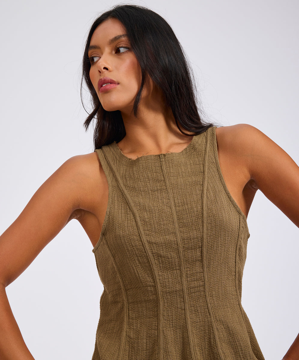 Desert Muse Peplum Tank Top - Khaki