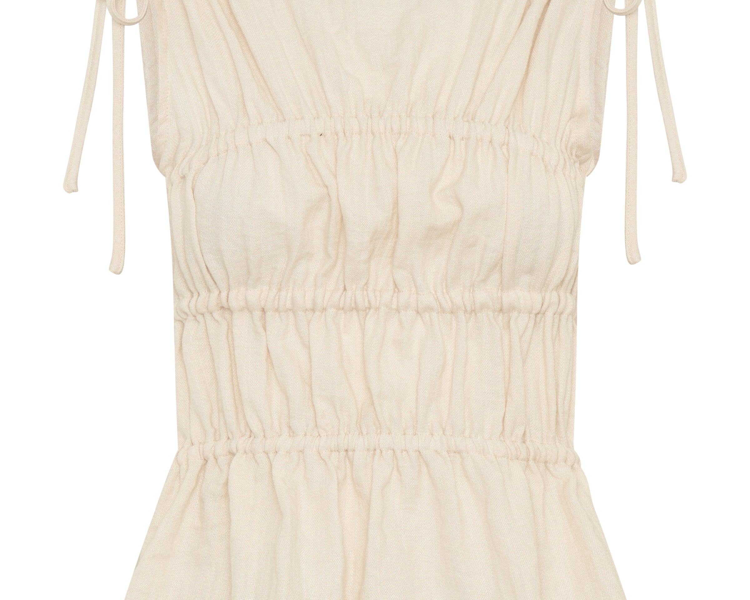 Evelyn Gathered Ruched Tie Top - Cream