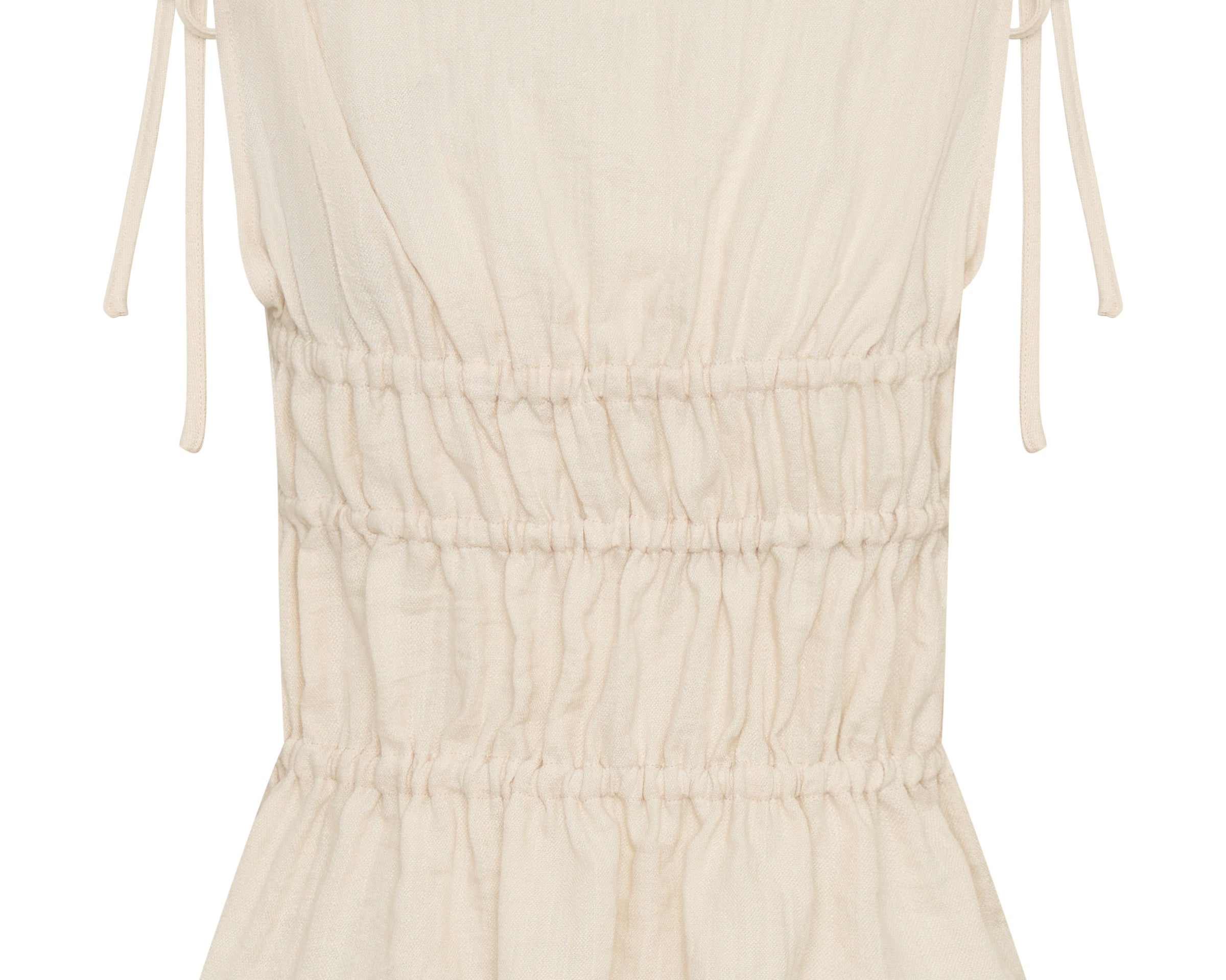 Evelyn Gathered Ruched Tie Top - Cream