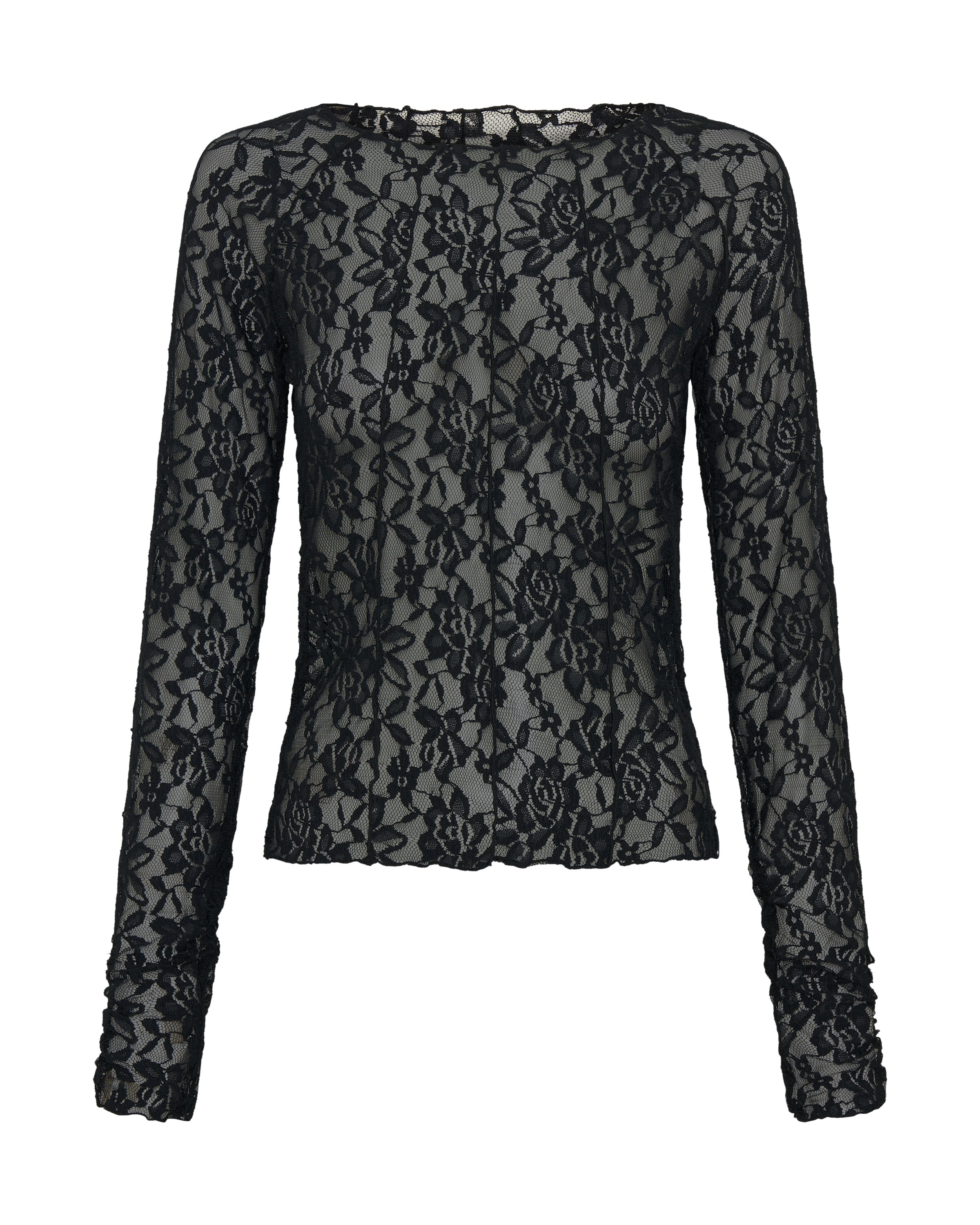 Wednesday Lace Long Sleeve Top - Black | One Teaspoon USA