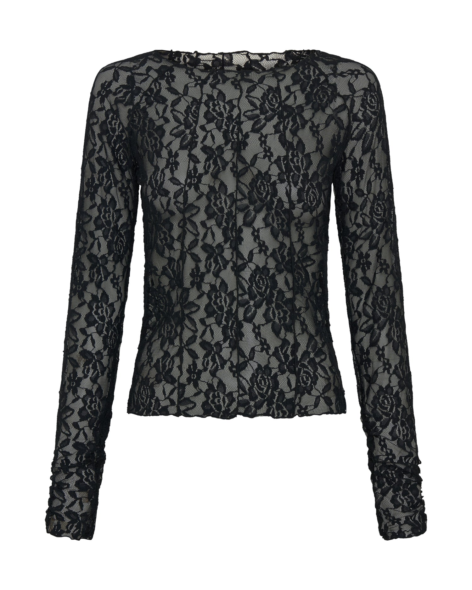 Last Stock Wednesday Lace Long Sleeve Top - Black