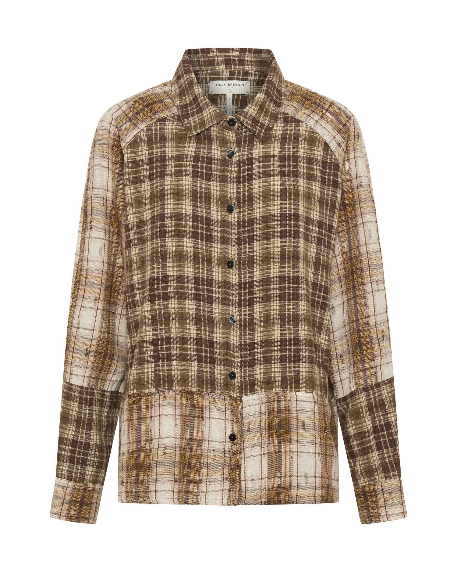  Rodeo Rust Patchwork Flannel Shirt - Brown
