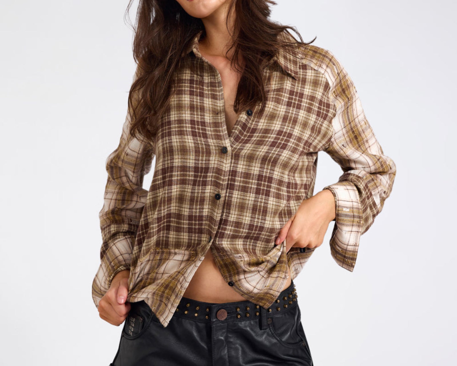 Rodeo Rust Patchwork Flannel Shirt - Brown