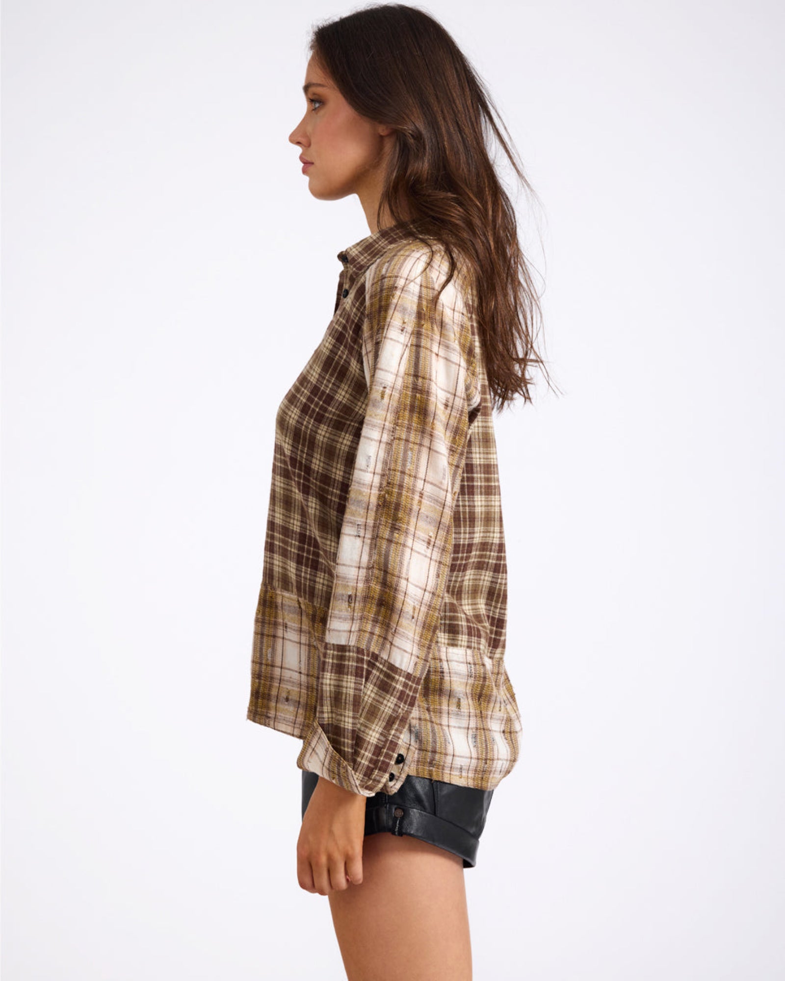 Rodeo Rust Patchwork Flannel Shirt - Brown | One Teaspoon USA