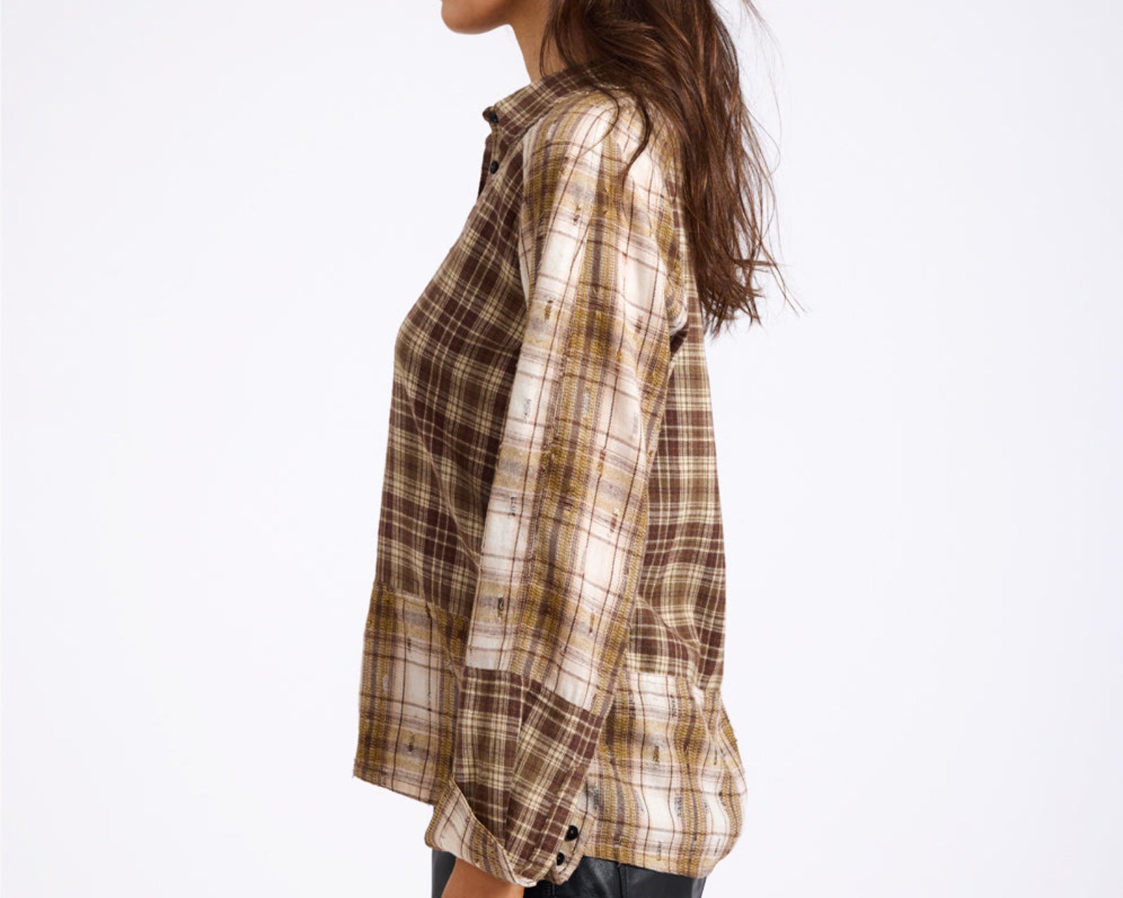 Rodeo Rust Patchwork Flannel Shirt - Brown