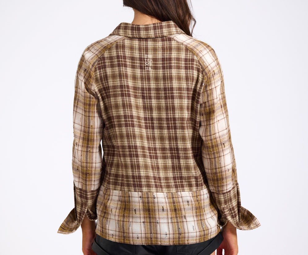 Rodeo Rust Patchwork Flannel Shirt - Brown