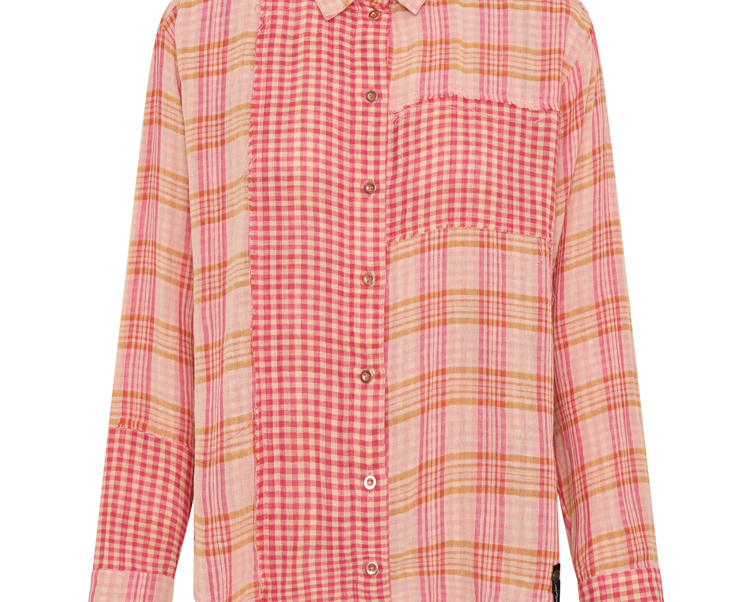 Flannel Checked Cotton Muslin Shirt - Pink