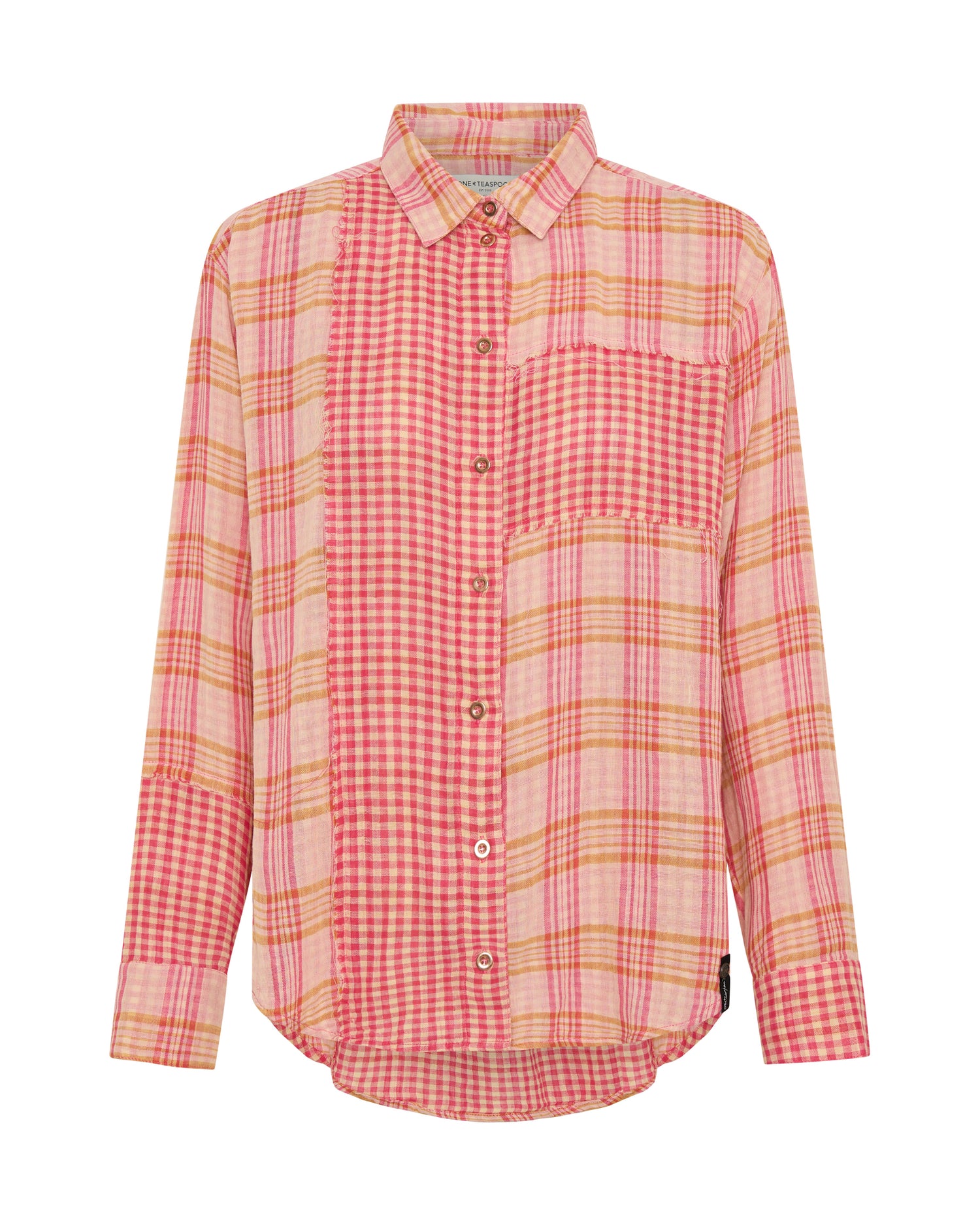 Flannel Checked Cotton Muslin Shirt - Pink