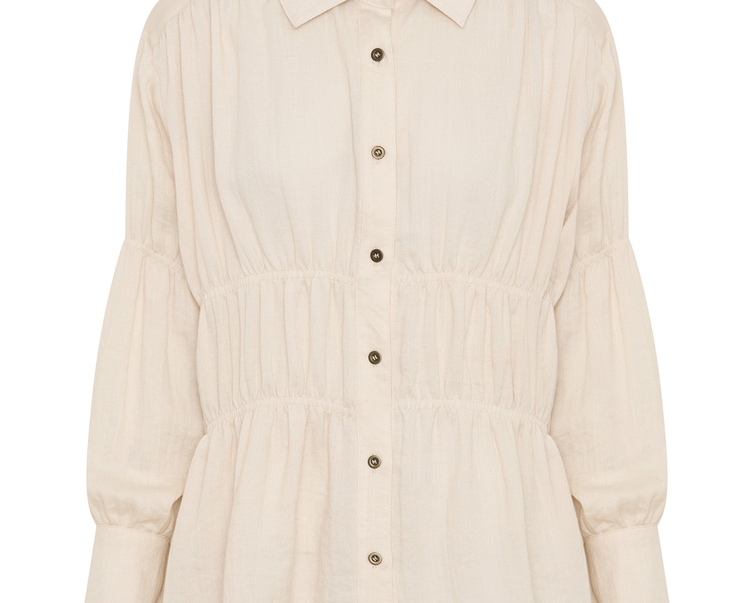 Harper Ruched Longsleeve Shirt - Cream